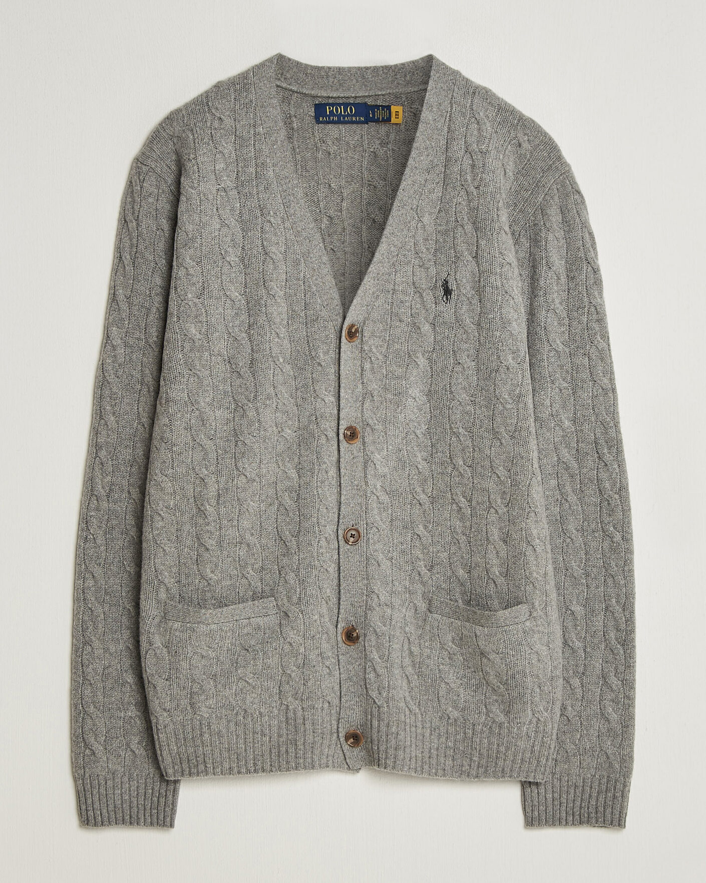 Hombres | Jerséis y prendas de punto | Polo Ralph Lauren | Wool/Cashmere Cable Cardigan Fawn Grey Heather