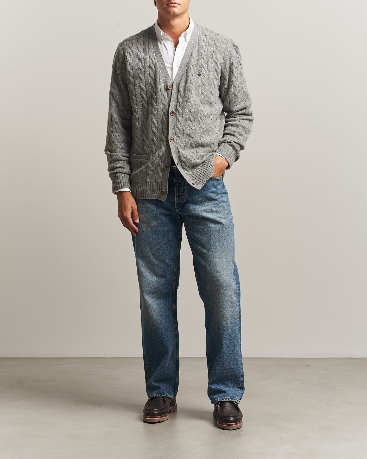 Hombres | Jerséis y prendas de punto | Polo Ralph Lauren | Wool/Cashmere Cable Cardigan Fawn Grey Heather