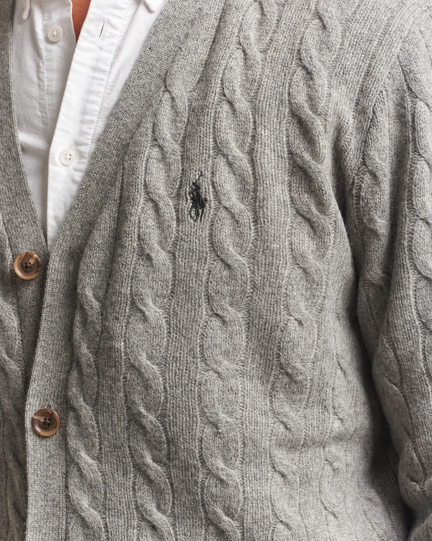 Hombres | Jerséis y prendas de punto | Polo Ralph Lauren | Wool/Cashmere Cable Cardigan Fawn Grey Heather