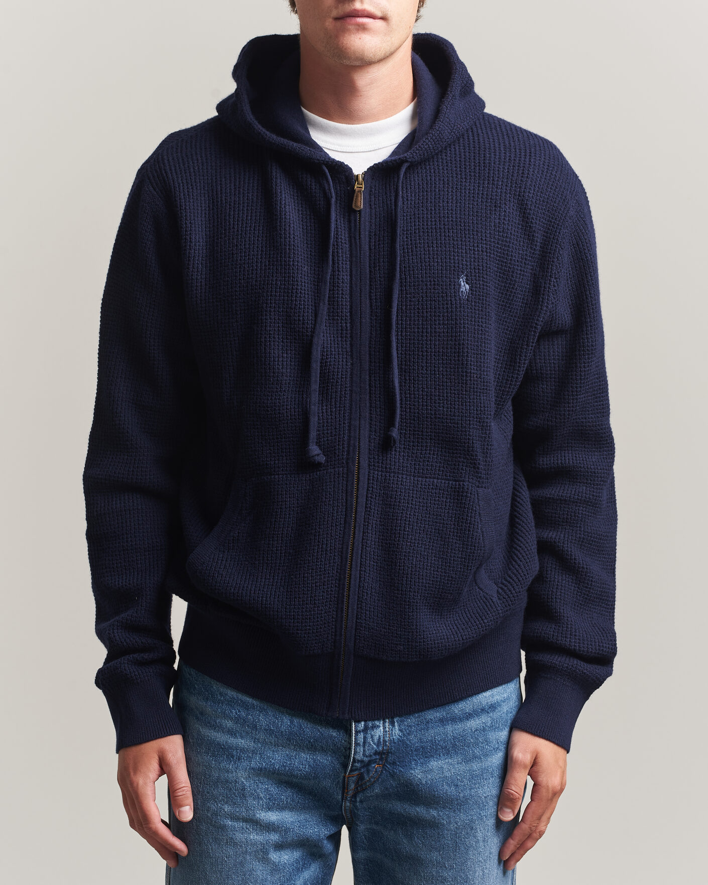 Hombres | Jerséis y prendas de punto | Polo Ralph Lauren | Cotton/Wool Full-Zip Hoodie Hunter Navy