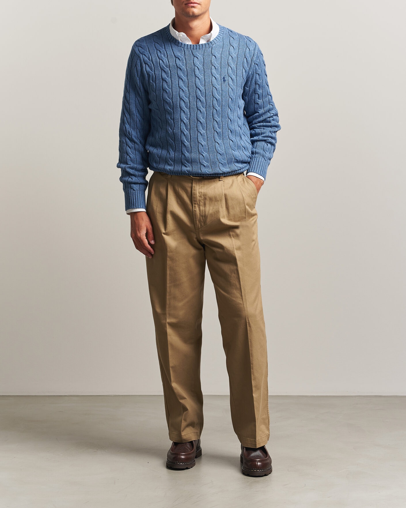 Hombres | Jerséis y prendas de punto | Polo Ralph Lauren | Cotton Cable Pullover Blue Borage Heather