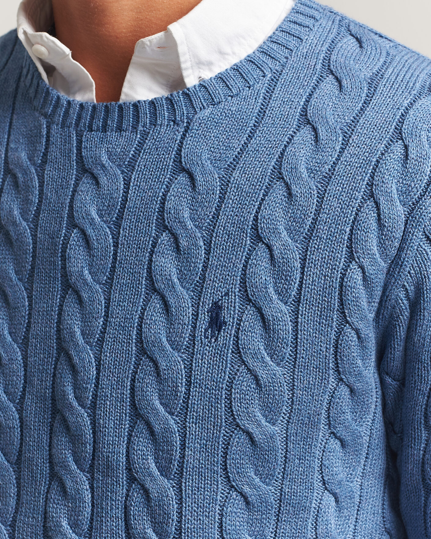 Hombres | Jerséis y prendas de punto | Polo Ralph Lauren | Cotton Cable Pullover Blue Borage Heather
