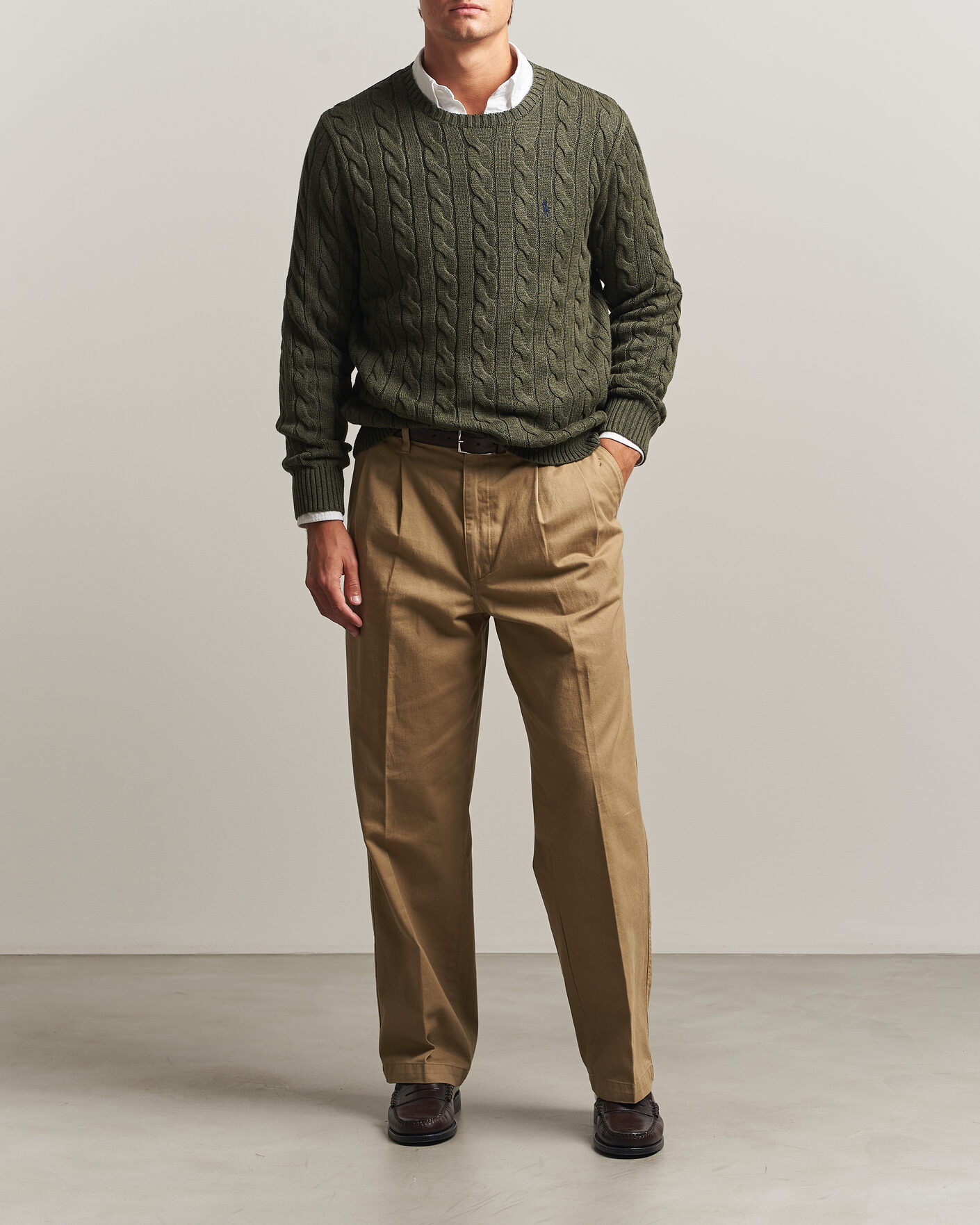 Hombres | Jerséis y prendas de punto | Polo Ralph Lauren | Cotton Cable Pullover  Olive Shrub Heather