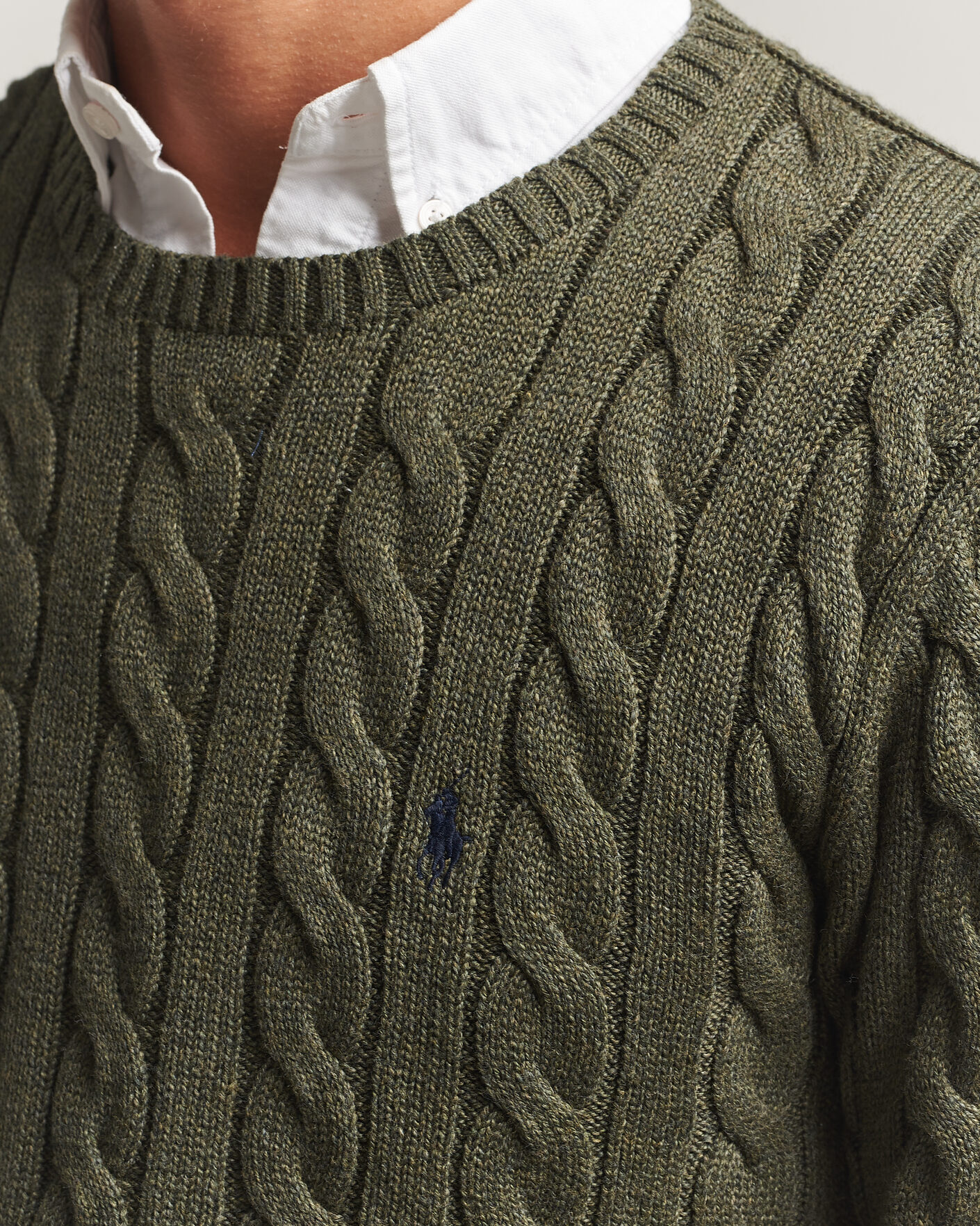 Hombres | Jerséis y prendas de punto | Polo Ralph Lauren | Cotton Cable Pullover  Olive Shrub Heather
