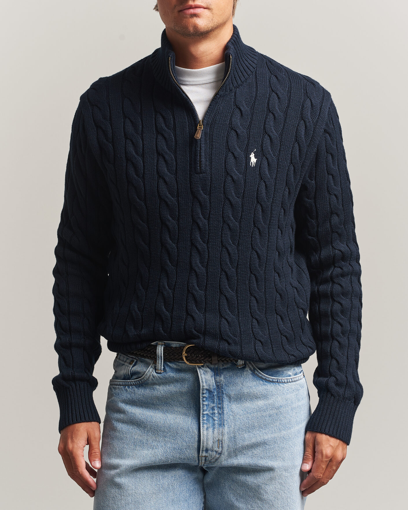Hombres | Jerséis y prendas de punto | Polo Ralph Lauren | Cotton Cable Half Zip Hunter Navy