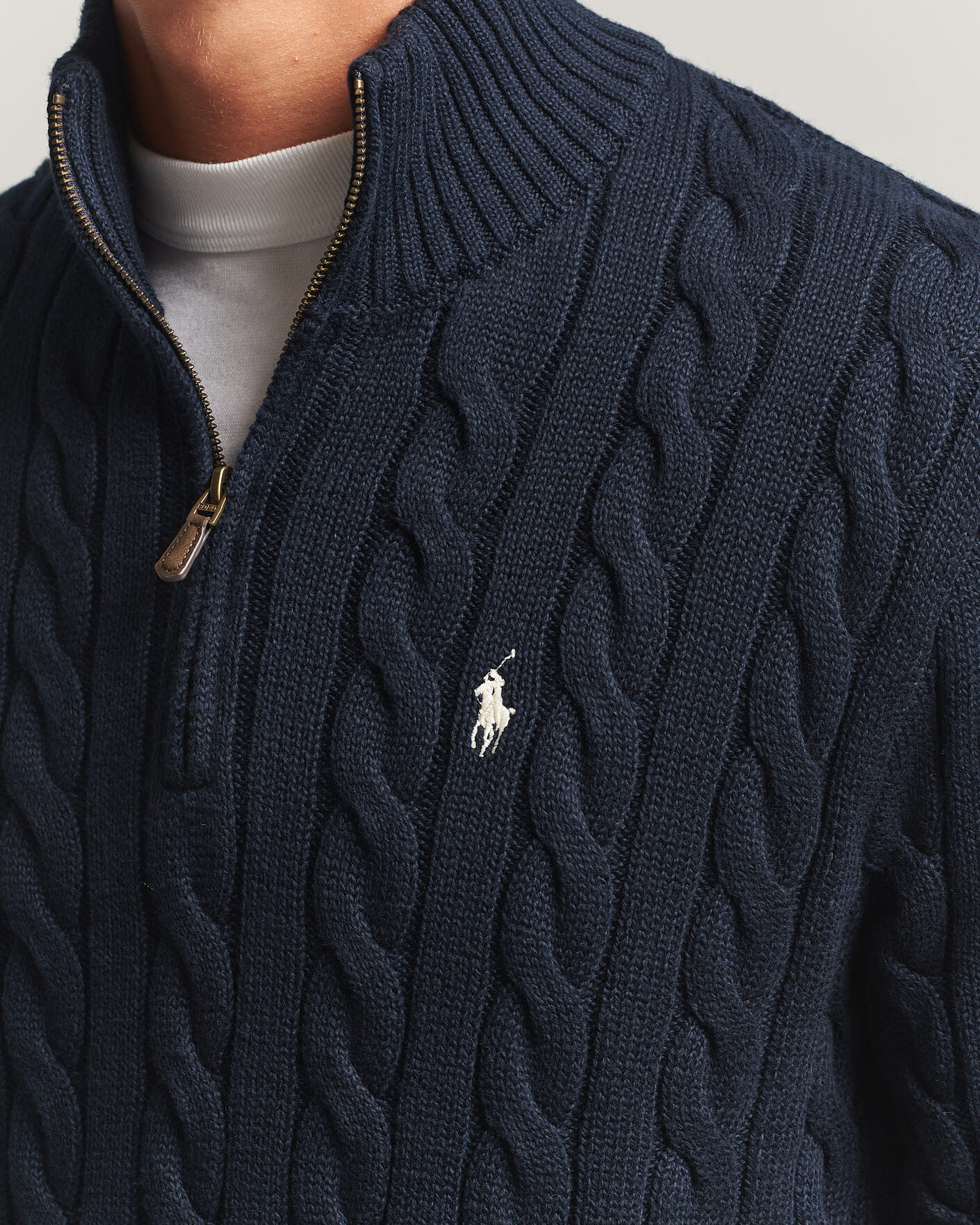 Hombres | Jerséis y prendas de punto | Polo Ralph Lauren | Cotton Cable Half Zip Hunter Navy