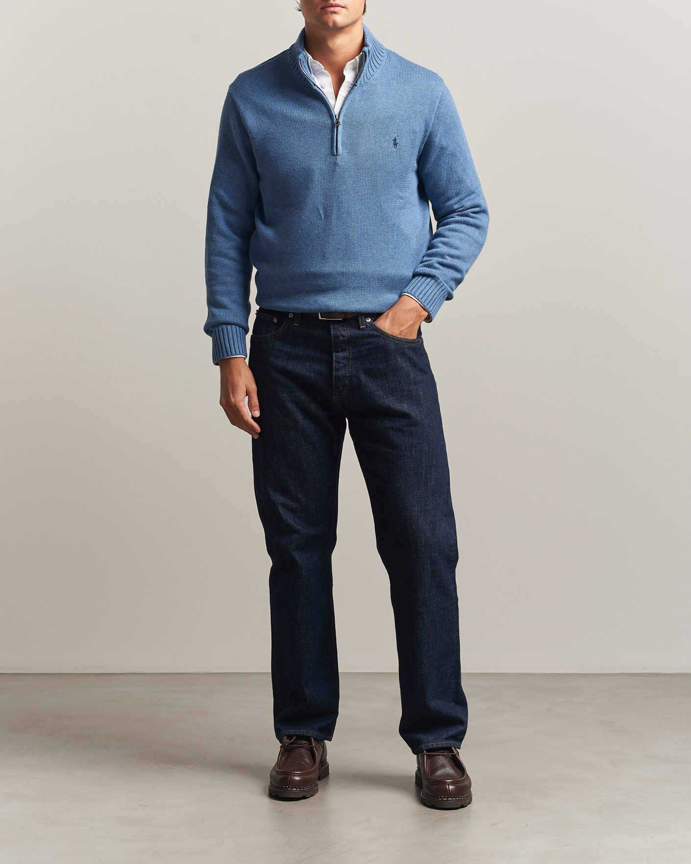 Hombres | Jerséis y prendas de punto | Polo Ralph Lauren | Cotton Pullover Half Zip Blue Borage Heather