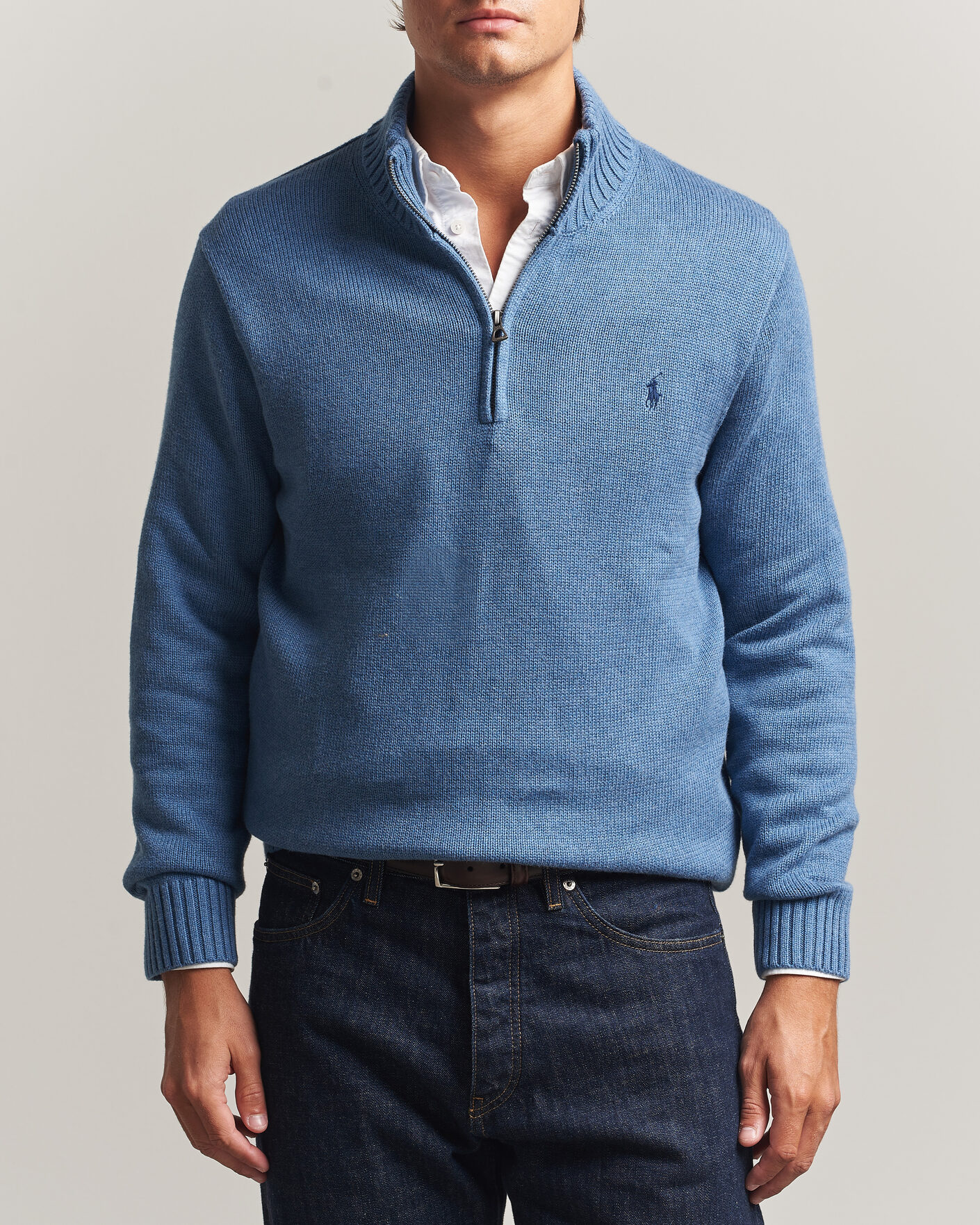 Hombres | Jerséis y prendas de punto | Polo Ralph Lauren | Cotton Pullover Half Zip Blue Borage Heather