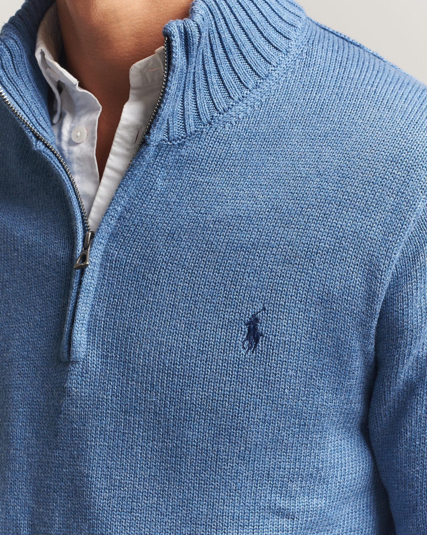 Hombres | Jerséis y prendas de punto | Polo Ralph Lauren | Cotton Pullover Half Zip Blue Borage Heather