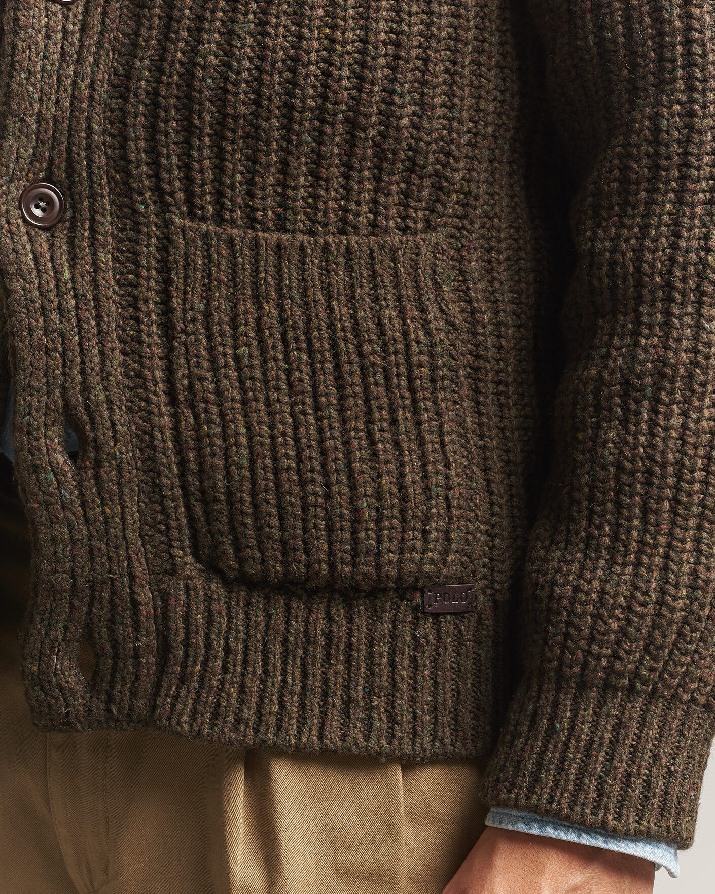 Hombres | Jerséis y prendas de punto | Polo Ralph Lauren | Wool Blend Shawl Collar Cardigan Olive Brown Marl