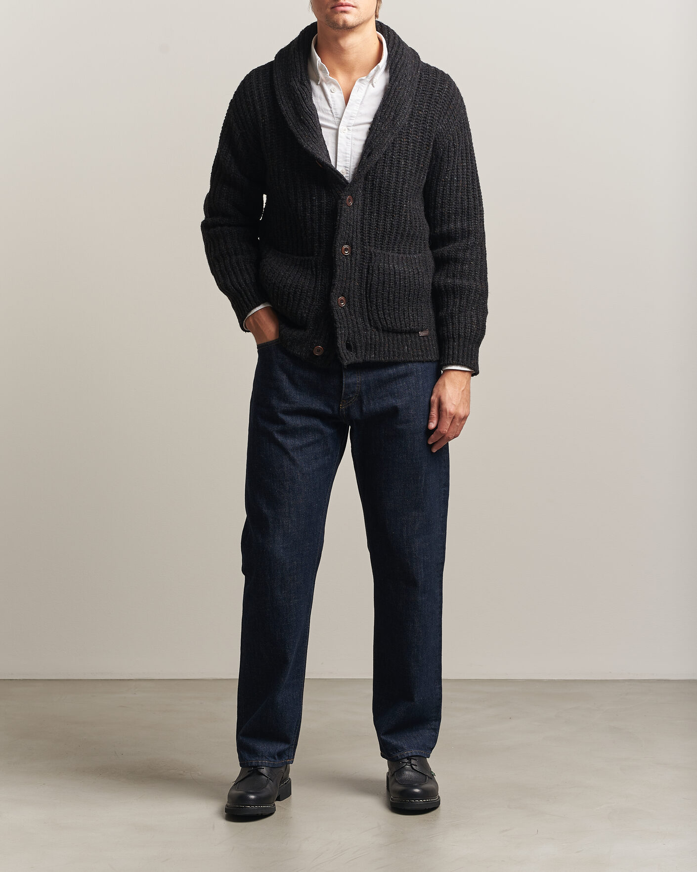 Hombres | Jerséis y prendas de punto | Polo Ralph Lauren | Wool Blend Shawl Collar Cardigan Black Marl