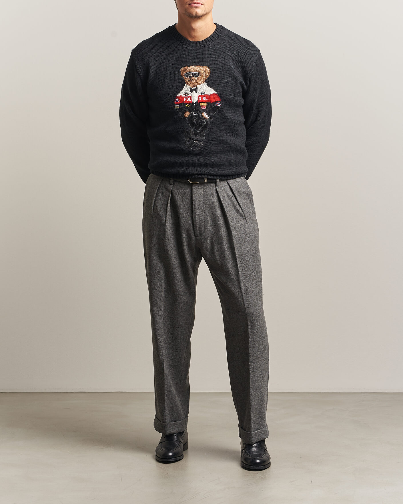 Hombres | Jerséis y prendas de punto | Polo Ralph Lauren | Cotton Blend Bear Sweater Polo Black