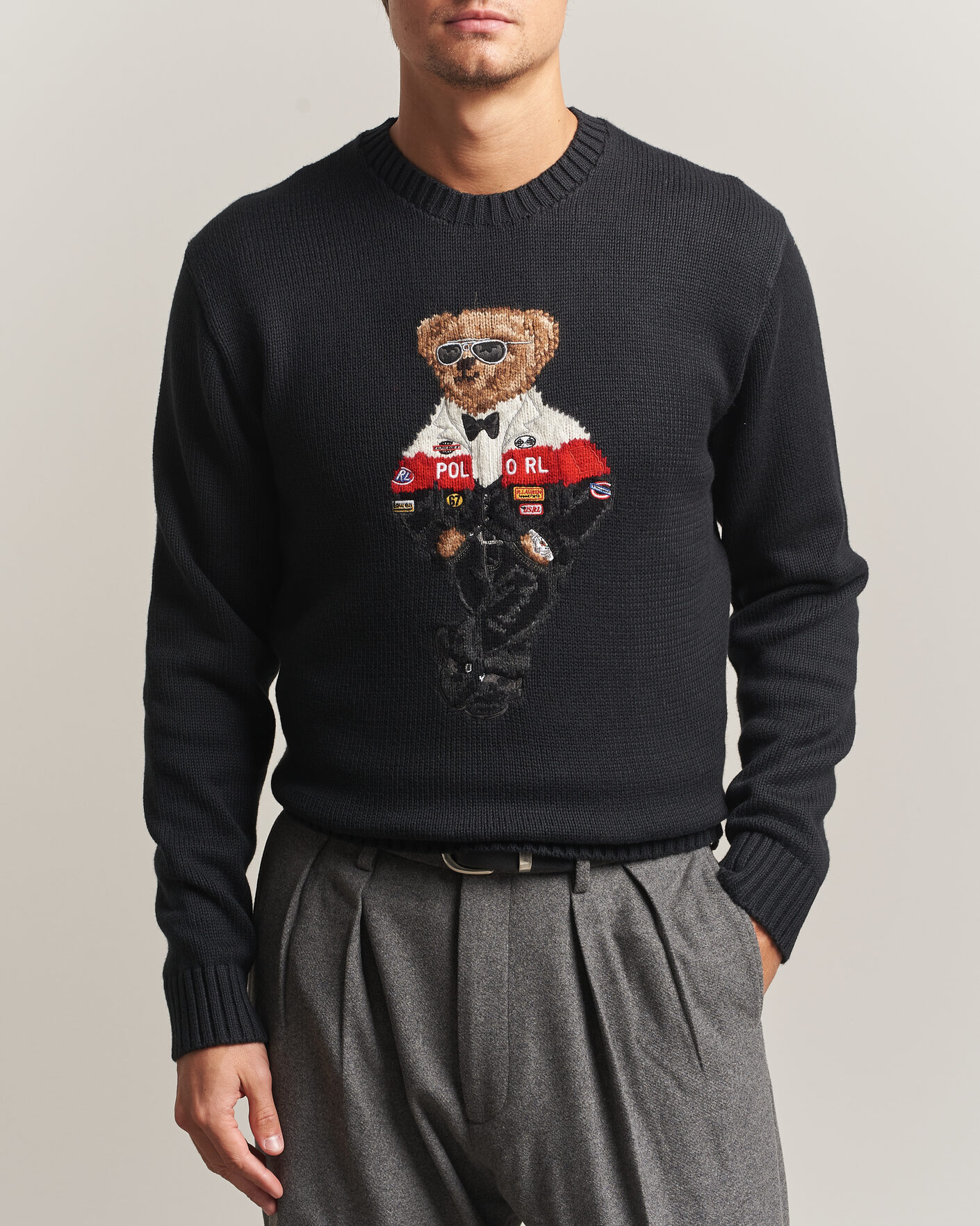 Hombres | Jerséis y prendas de punto | Polo Ralph Lauren | Cotton Blend Bear Sweater Polo Black