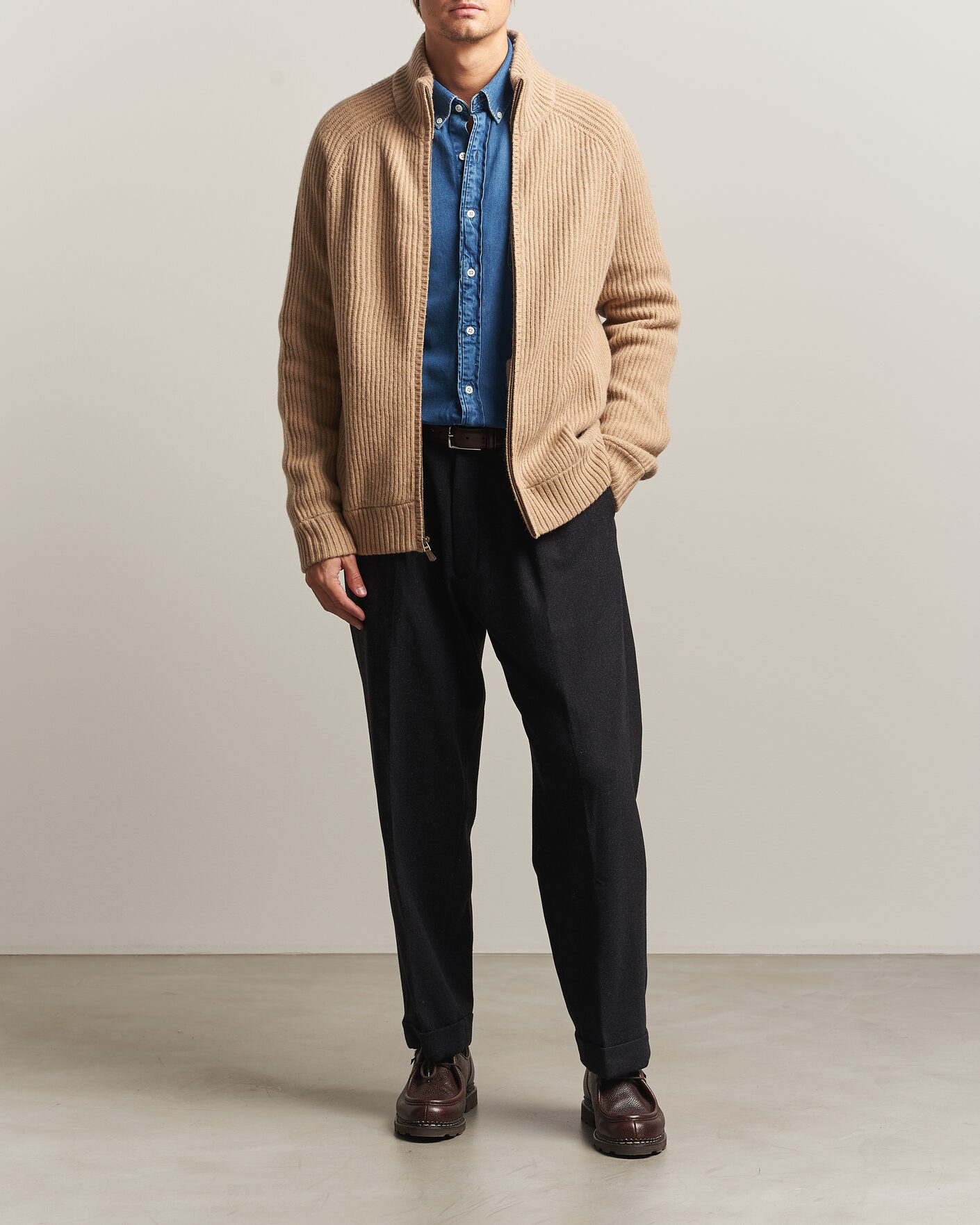 Hombres | Jerséis y prendas de punto | Polo Ralph Lauren | Wool/Cashmere Full-Zip Camel Melange