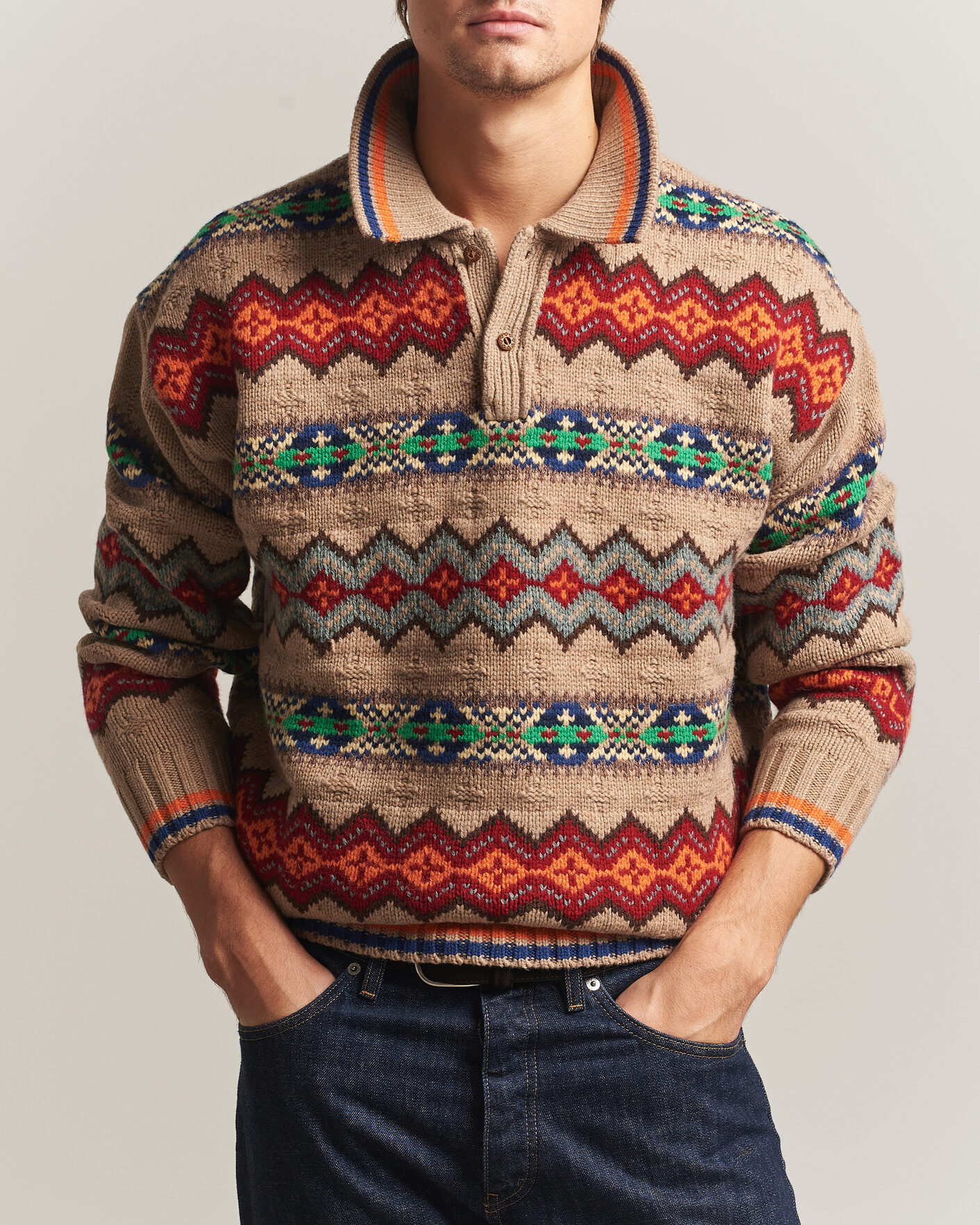 Hombres | Jerséis y prendas de punto | Polo Ralph Lauren | Litchfield Wool Blend Sweater Tan Multi