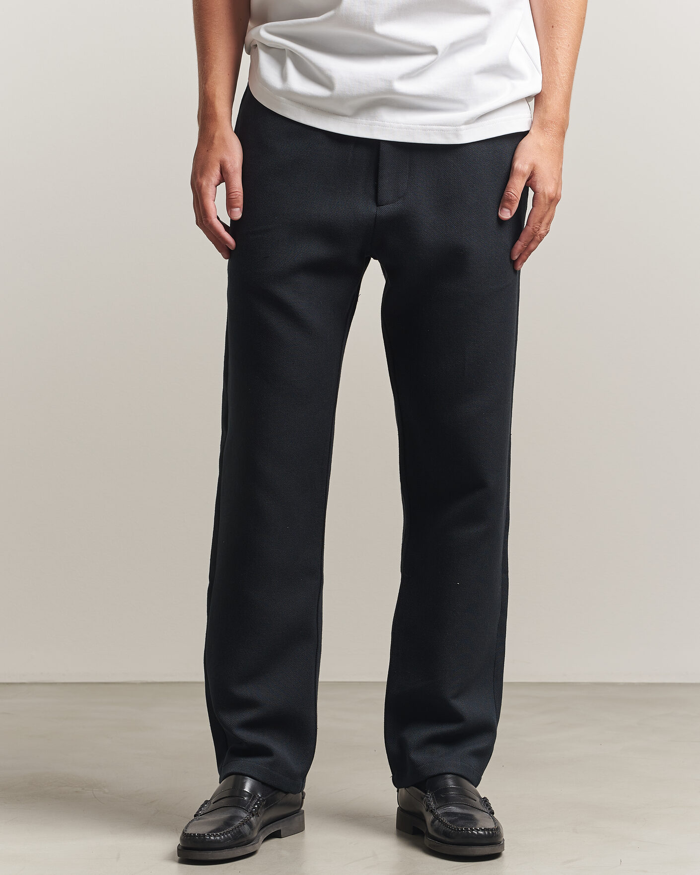 Hombres | Pantalones | Samsøe Samsøe | Jabari Brushed Cotton Drawstring Trousers Dark Grey Melange