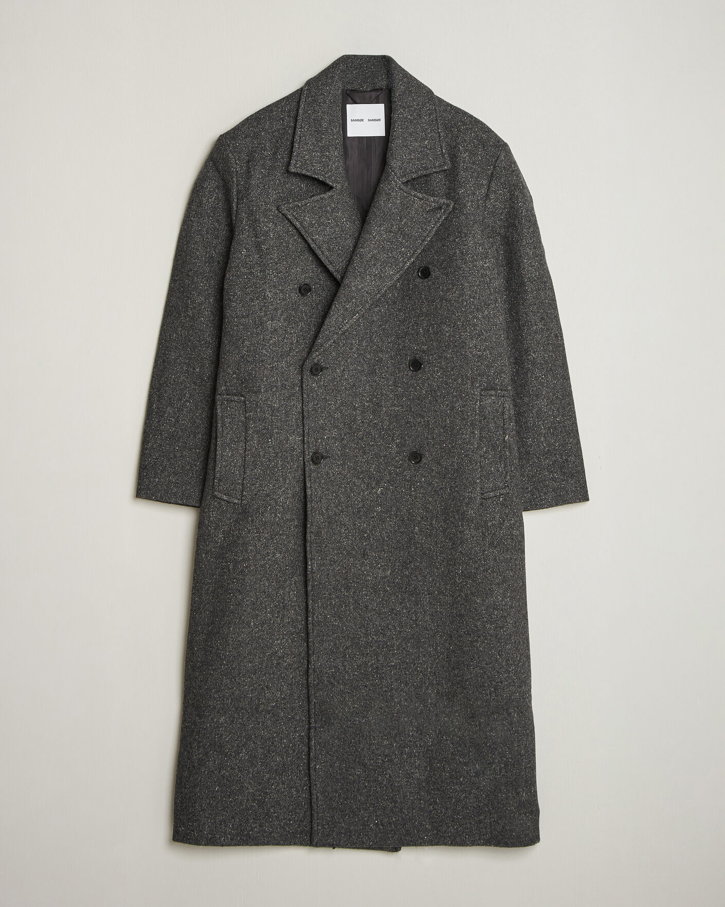 Hombres | Abrigos y chaquetas | Samsøe Samsøe | Vince Wool Double Breasted Coat Dark Grey Melange