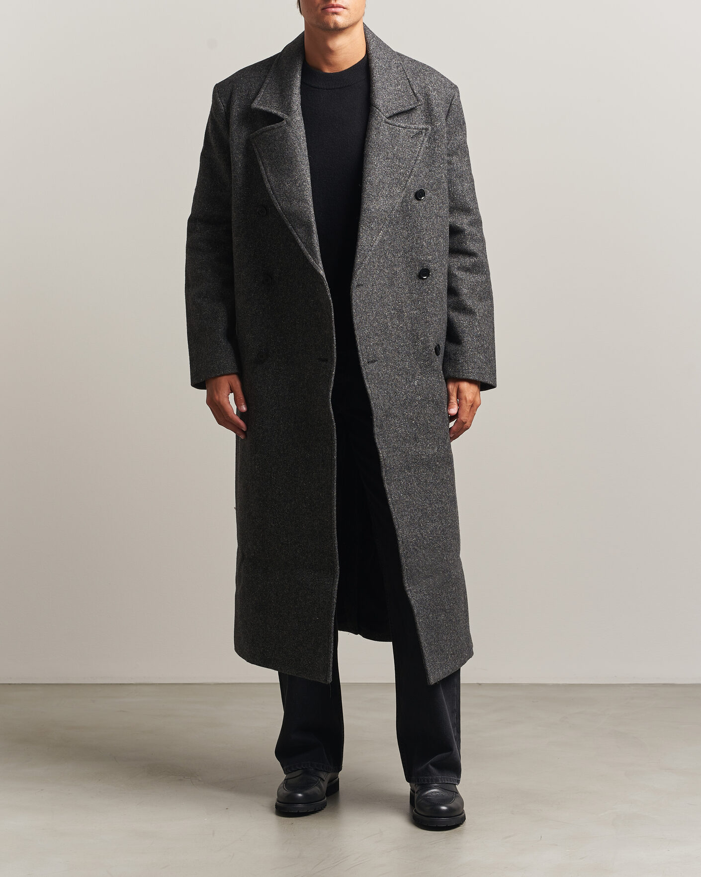 Hombres | Abrigos y chaquetas | Samsøe Samsøe | Vince Wool Double Breasted Coat Dark Grey Melange