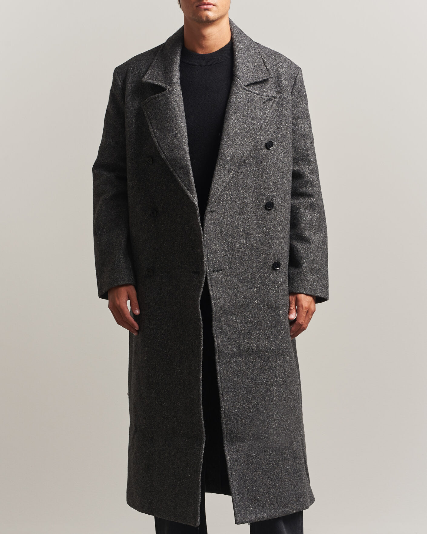 Hombres | Abrigos y chaquetas | Samsøe Samsøe | Vince Wool Double Breasted Coat Dark Grey Melange