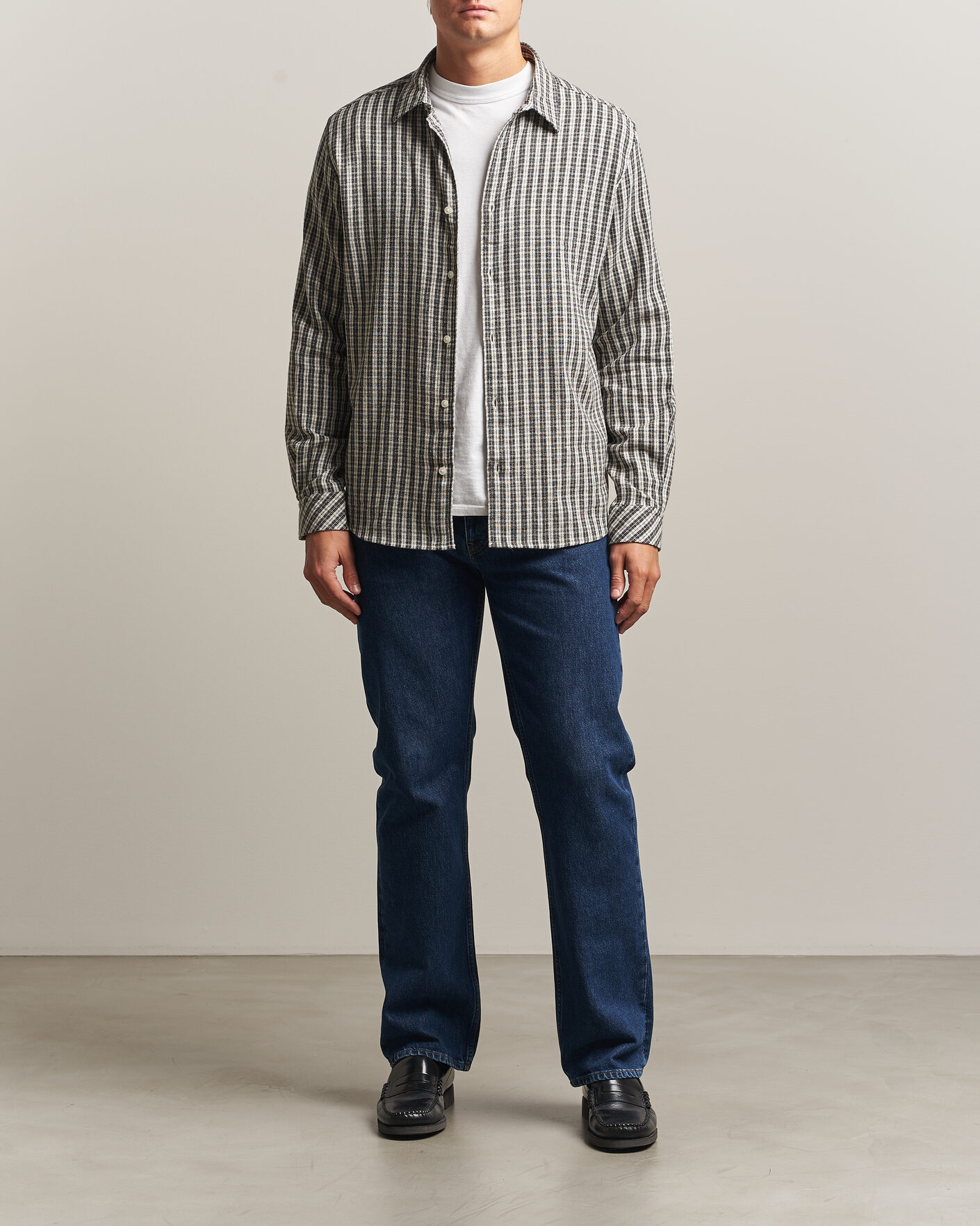 Hombres | Camisas | Samsøe Samsøe | Ryan Brushed Cotton Checked Shirt Brown