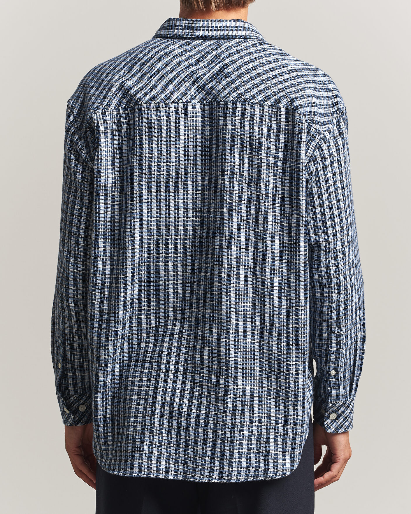 Hombres | Camisas | Samsøe Samsøe | Luan Brushed Cotton Checked Shirt Cyaneus