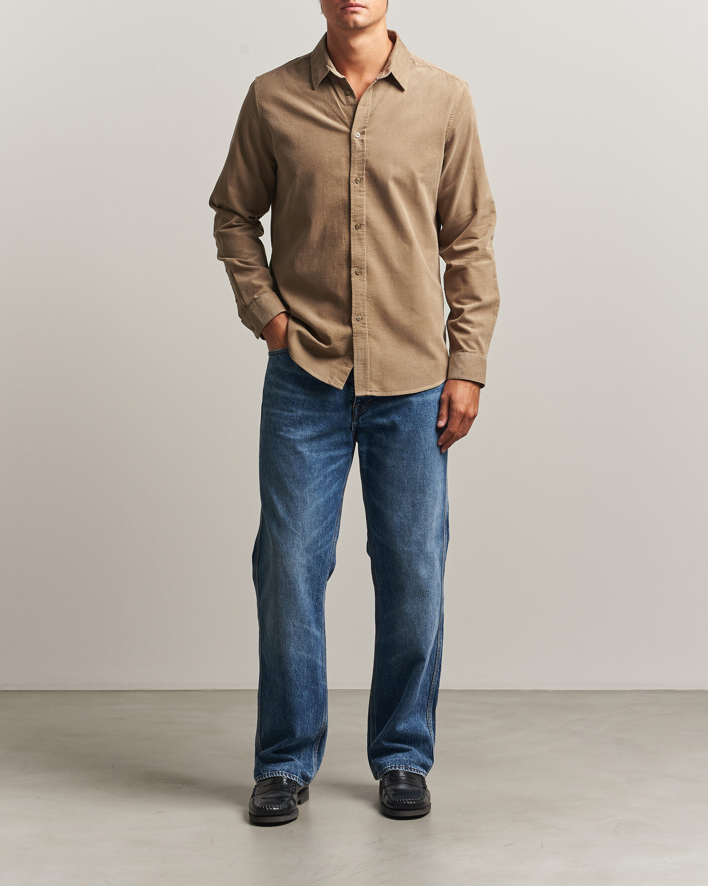 Hombres | Camisas | Samsøe Samsøe | Liam Baby Cord Shirt Lead Gray