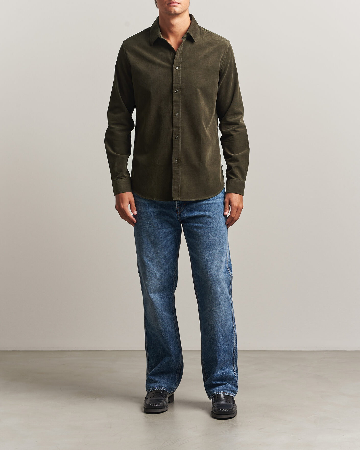 Hombres | Camisas | Samsøe Samsøe | Liam Baby Cord Shirt Forest Night