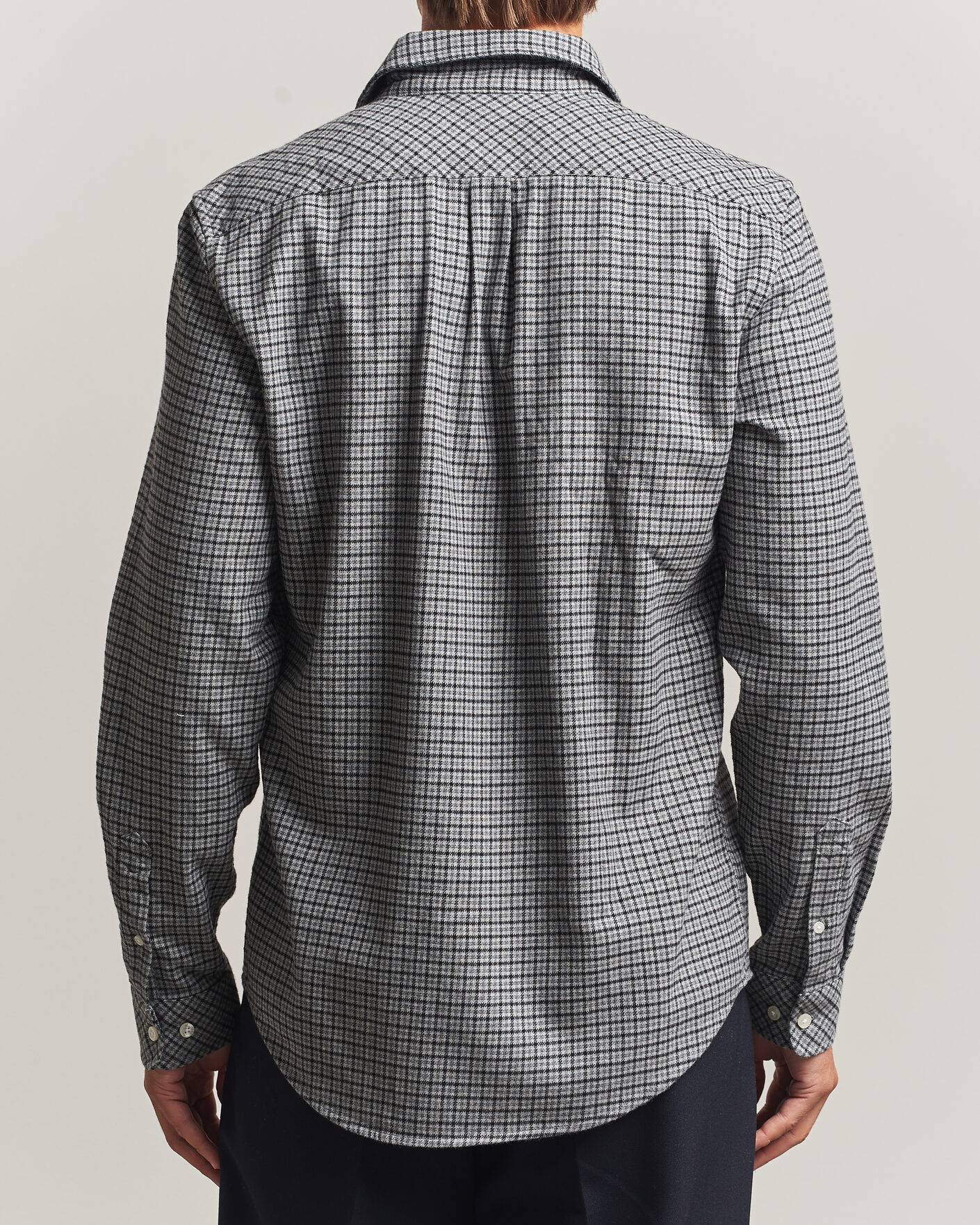 Hombres | Camisas | Samsøe Samsøe | Liam Brushed Cotton Checked Shirt Grey Melange