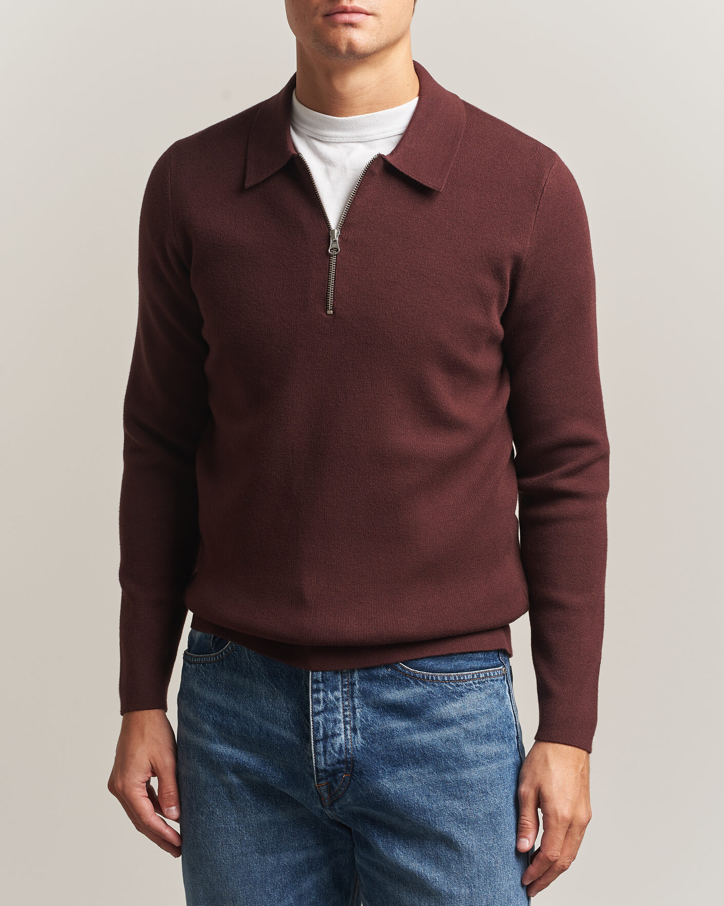 Hombres | Jerséis y prendas de punto | Samsøe Samsøe | Guna Half Zip Bitter Chocolate
