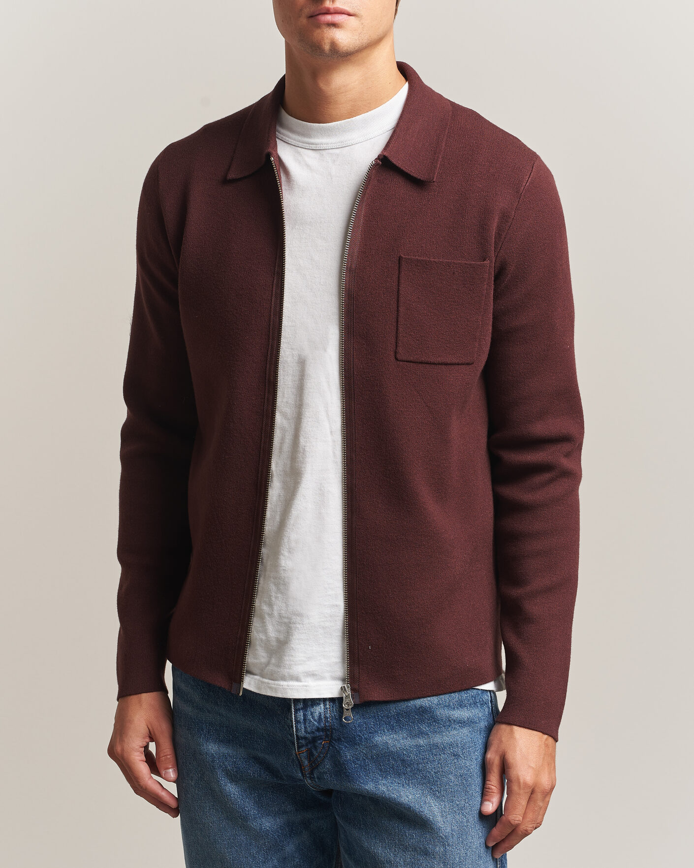 Hombres | Jerséis y prendas de punto | Samsøe Samsøe | Guna Full Zip Bitter Chocolate