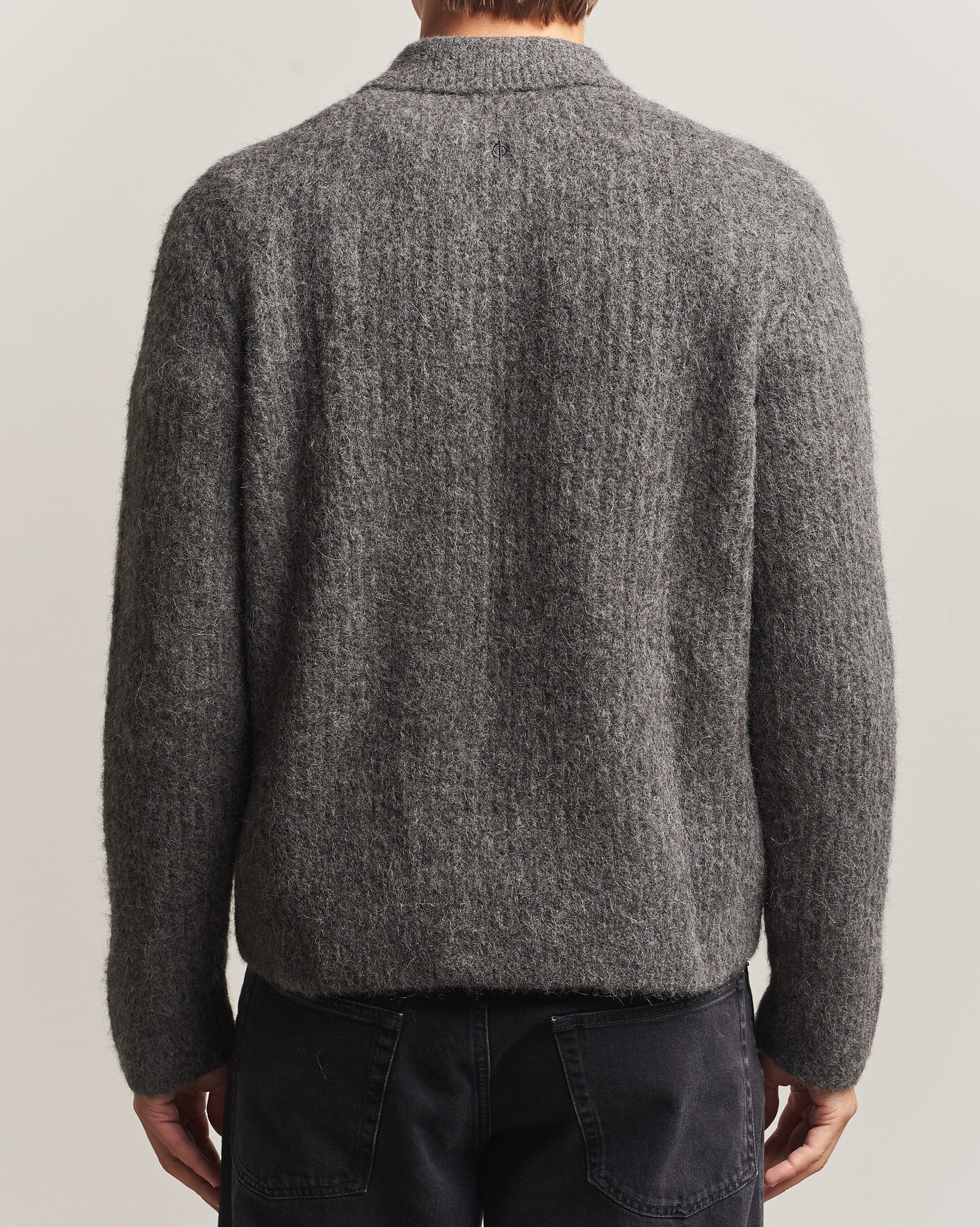 Hombres | Jerséis y prendas de punto | Samsøe Samsøe | Job Alpaca Knitted Full Zip Dark Grey Melange