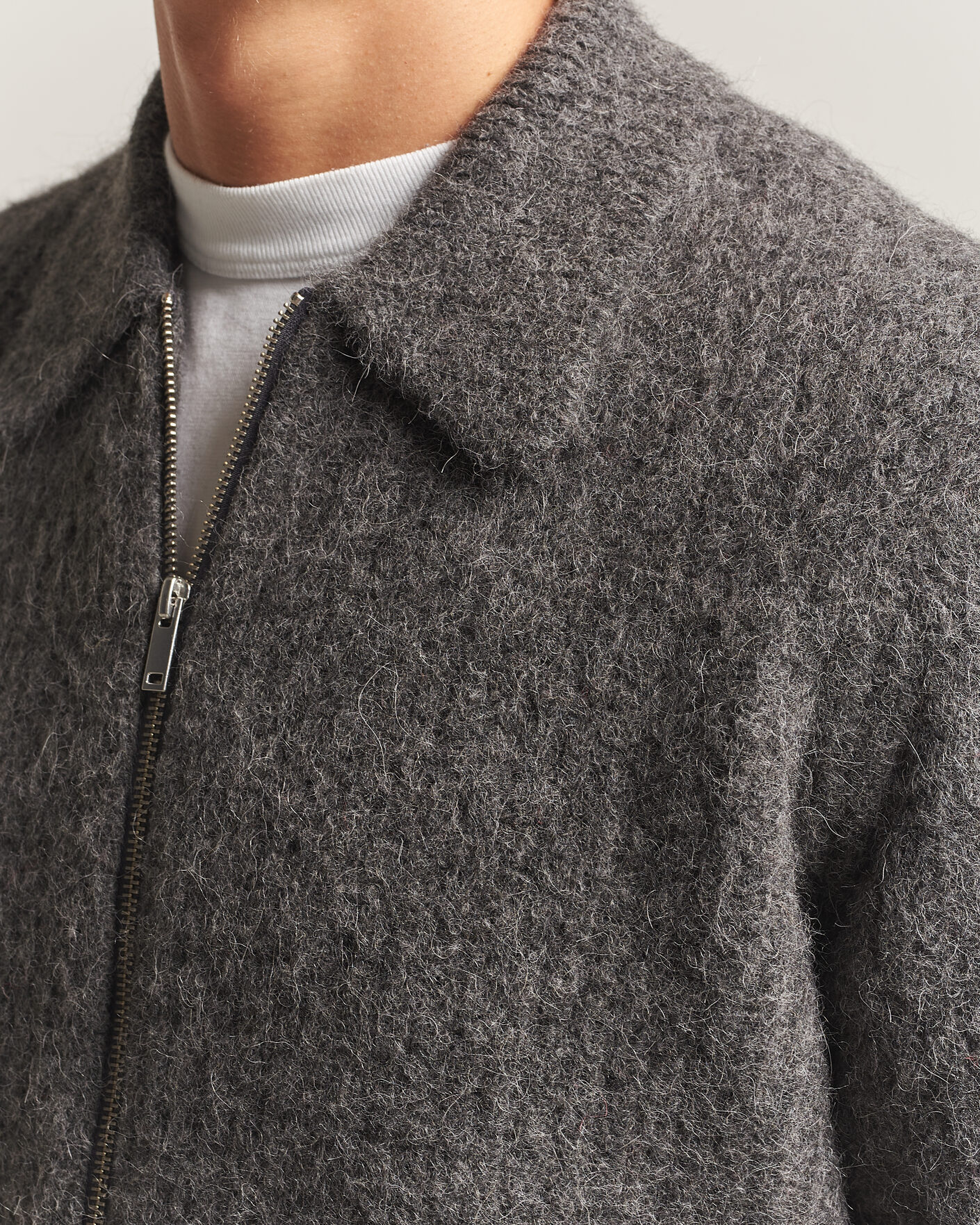 Hombres | Jerséis y prendas de punto | Samsøe Samsøe | Job Alpaca Knitted Full Zip Dark Grey Melange