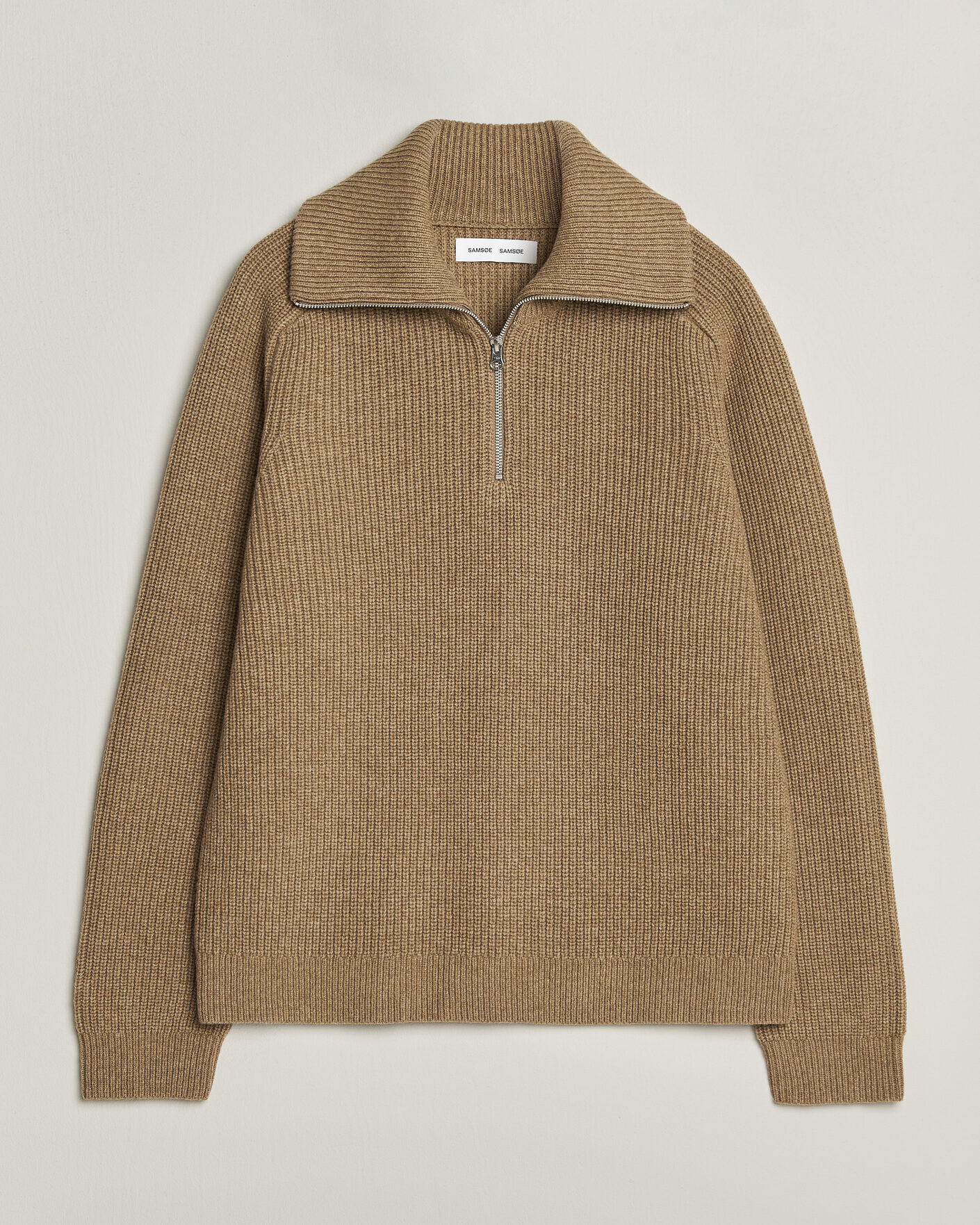Hombres | Jerséis y prendas de punto | Samsøe Samsøe | Rick Wool Heavy Knitted Half Zip Lead Gray