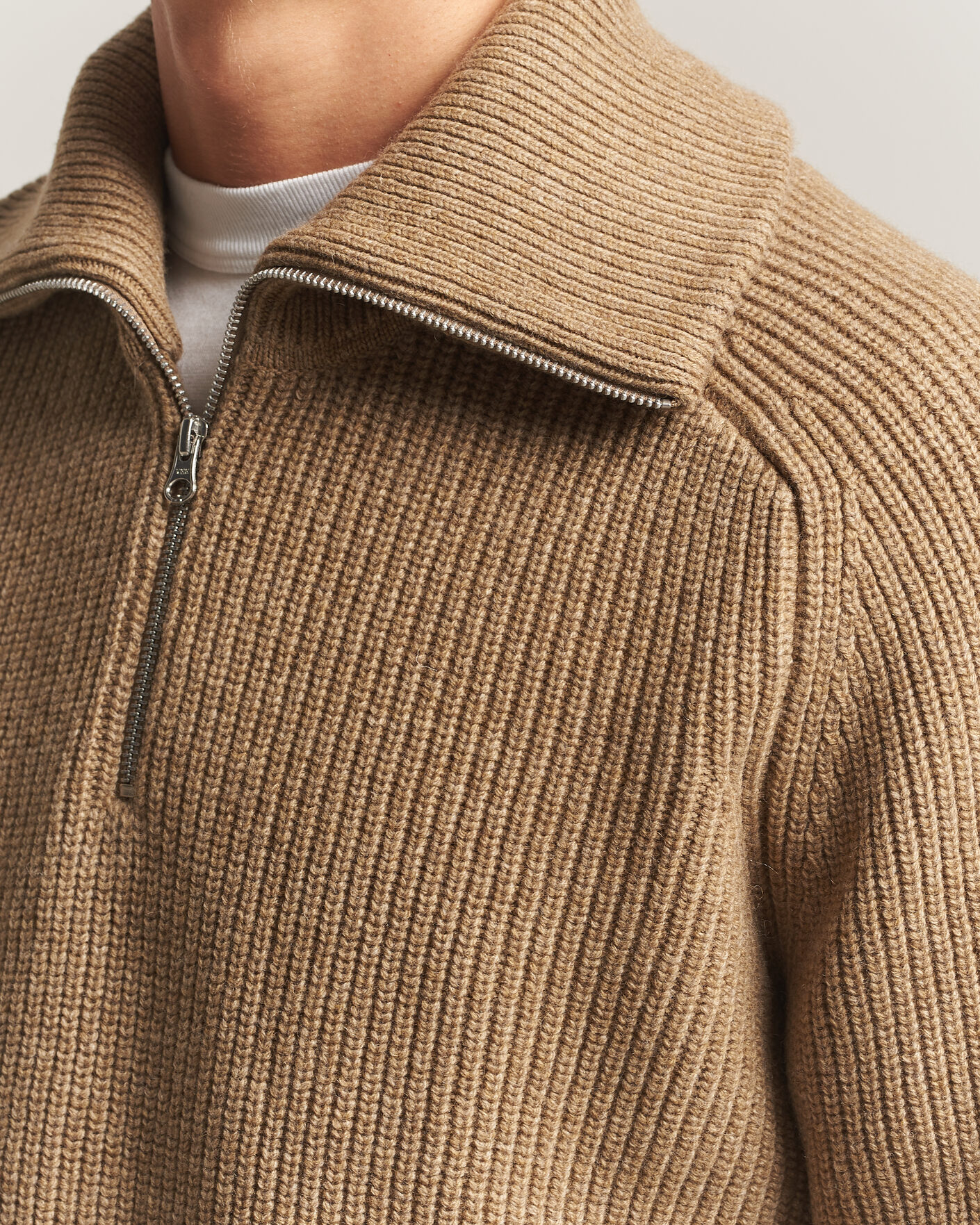 Hombres | Jerséis y prendas de punto | Samsøe Samsøe | Rick Wool Heavy Knitted Half Zip Lead Gray