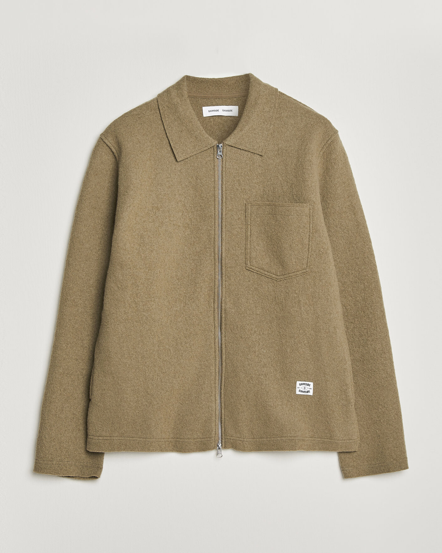 Hombres | Jerséis y prendas de punto | Samsøe Samsøe | Hannes Boiled Wool Full Zip Lead Gray