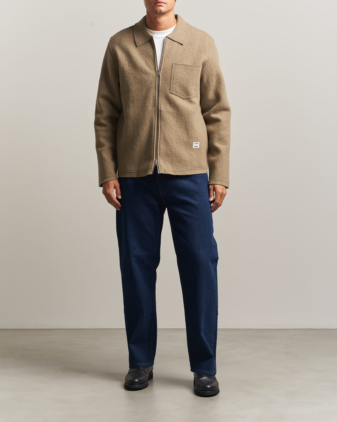 Hombres | Jerséis y prendas de punto | Samsøe Samsøe | Hannes Boiled Wool Full Zip Lead Gray