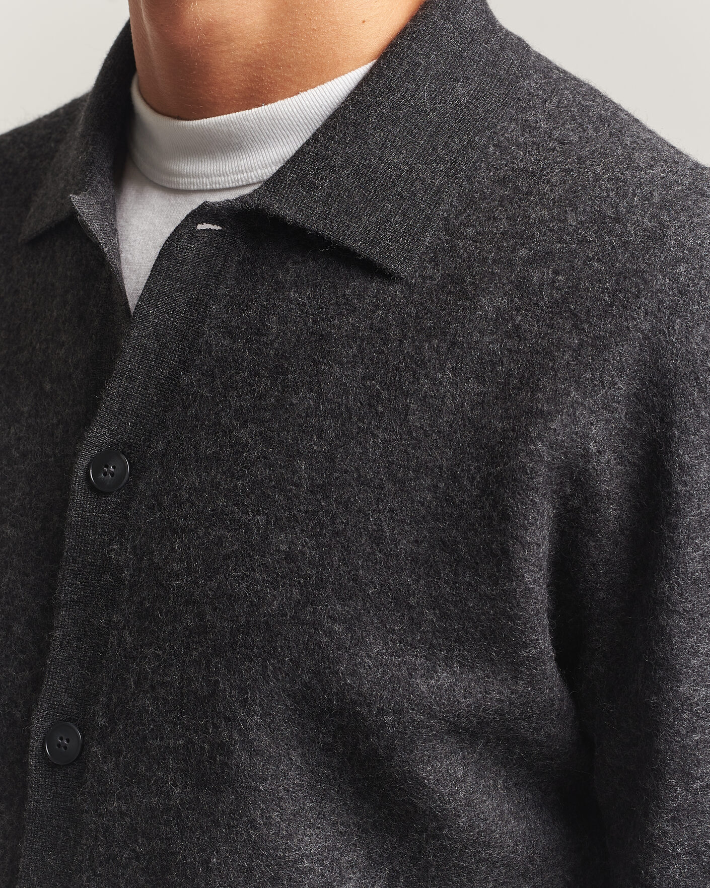 Hombres | Jerséis y prendas de punto | Samsøe Samsøe | Richard Wool Knitted Cardigan Dark Grey Melange