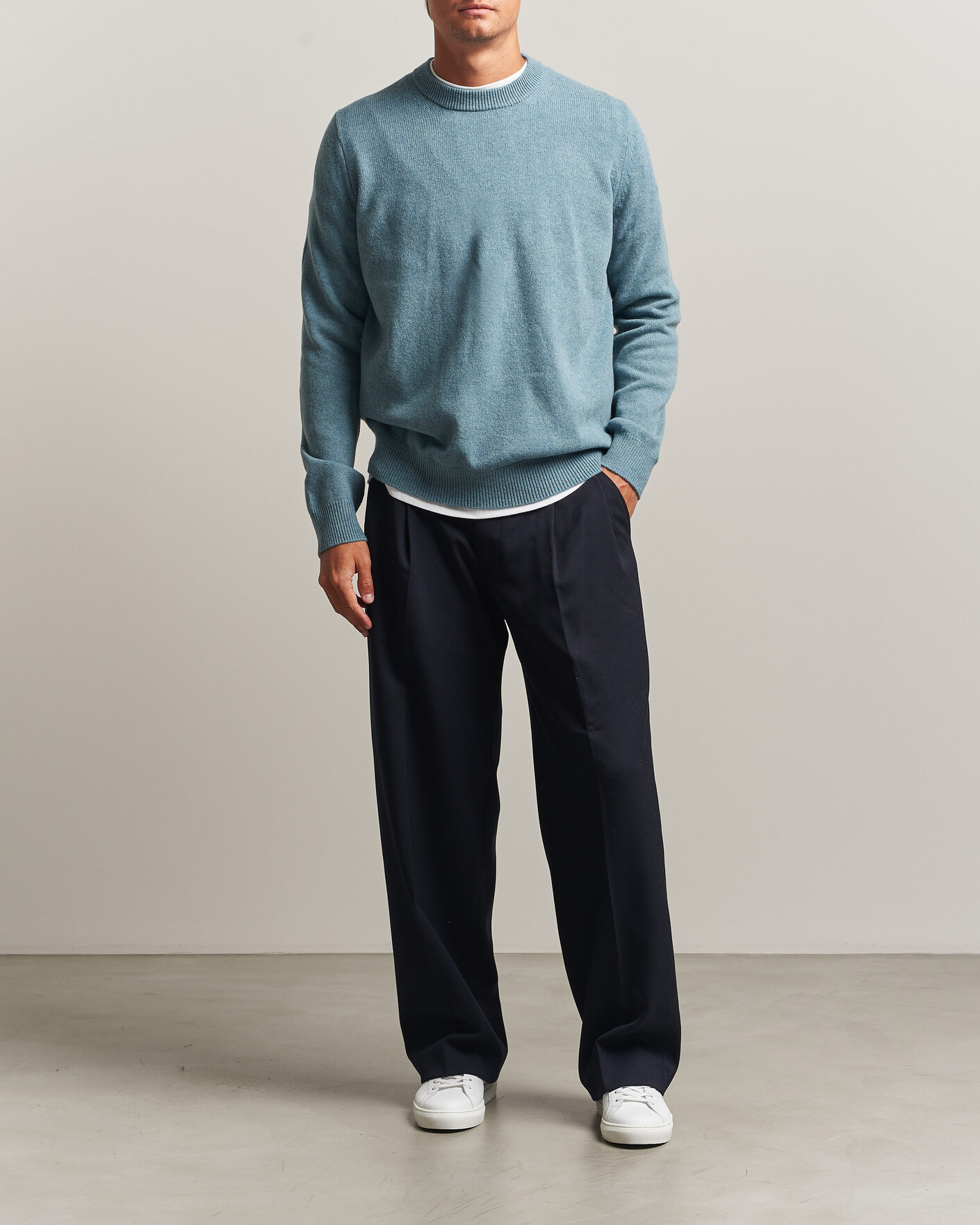 Hombres | Jerséis y prendas de punto | Samsøe Samsøe | Isak Knitted Crew Neck Stormy Sea