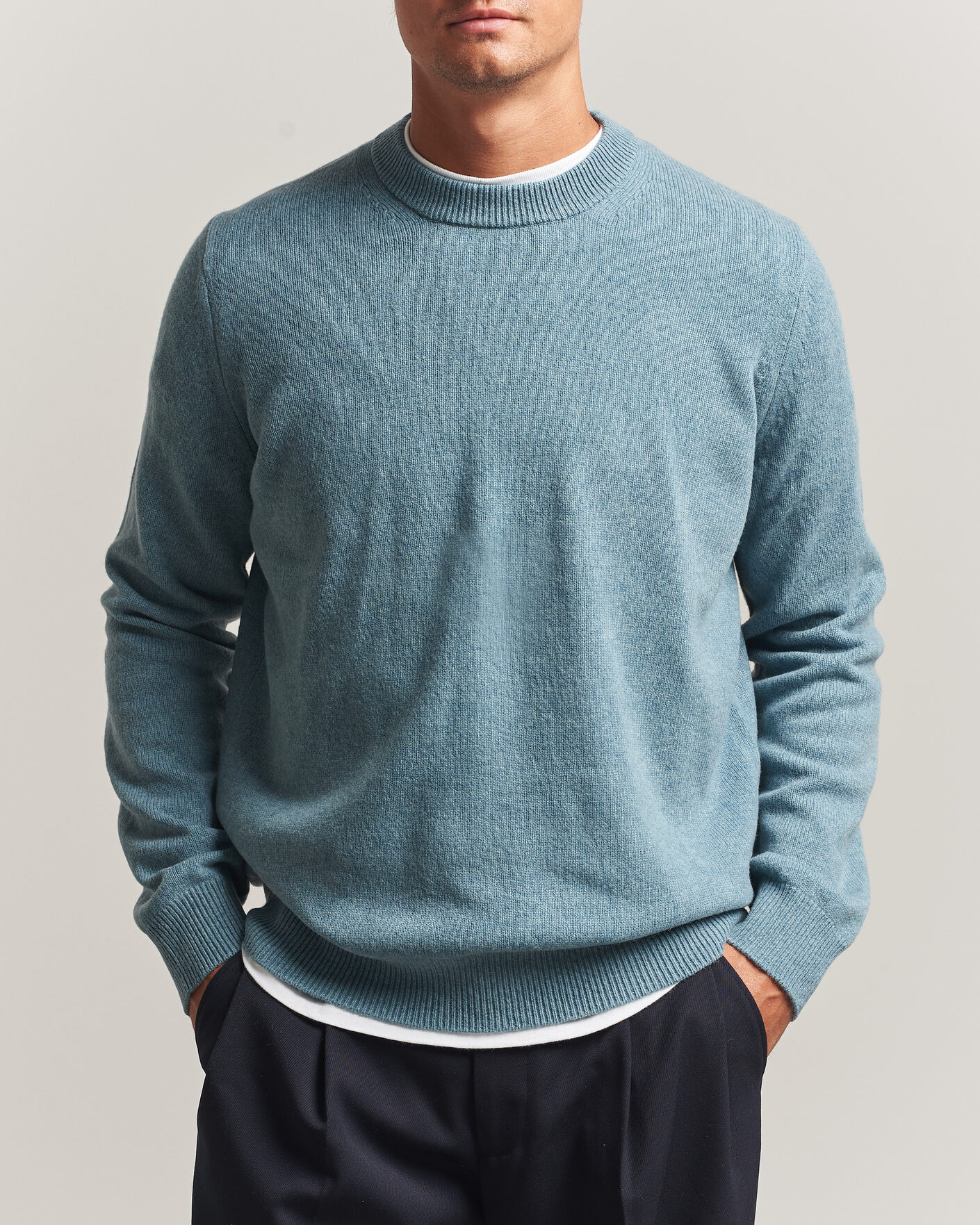 Hombres | Jerséis y prendas de punto | Samsøe Samsøe | Isak Knitted Crew Neck Stormy Sea