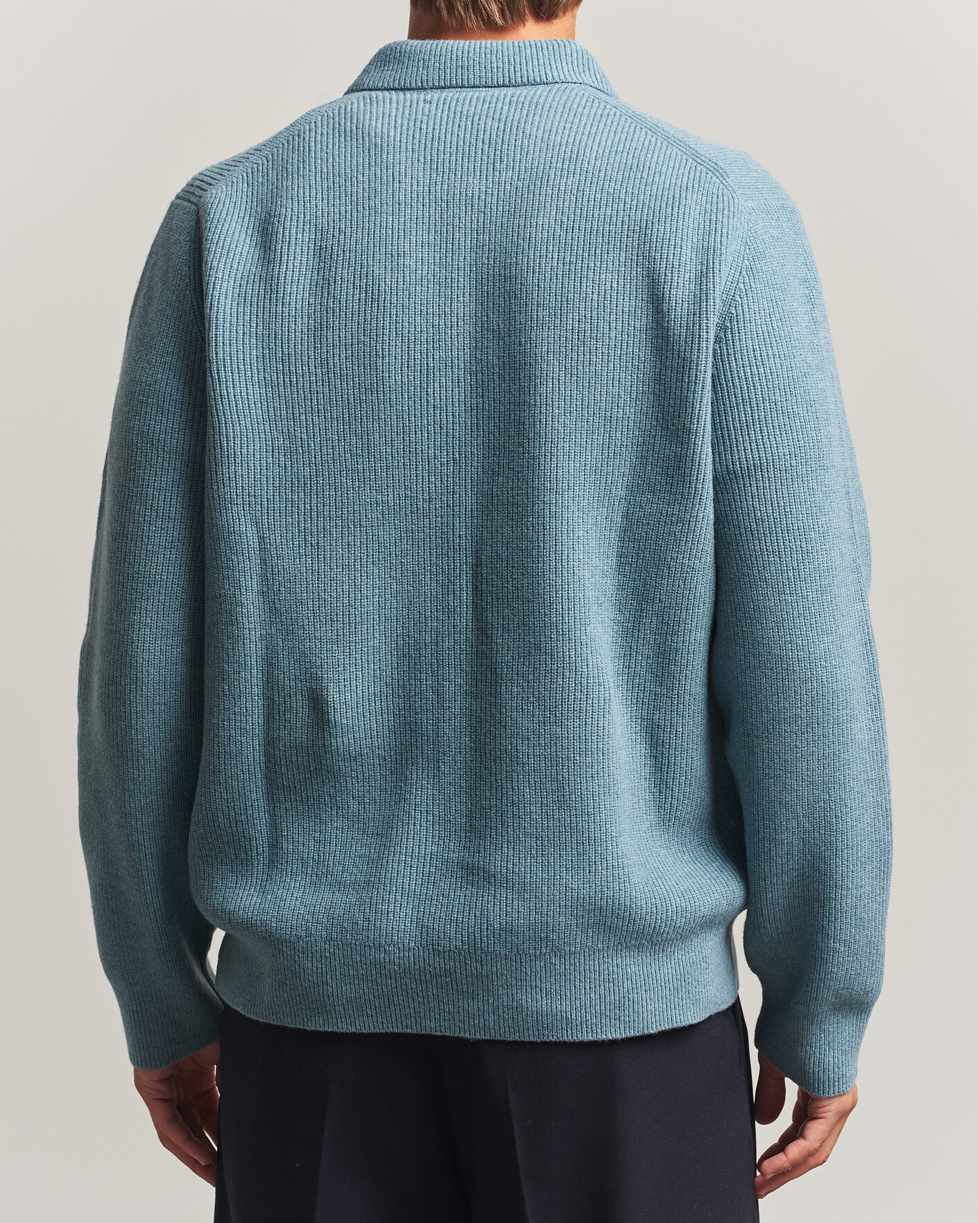 Hombres | Jerséis y prendas de punto | Samsøe Samsøe | Isak Knitted Half Zip Polo Stormy Sea