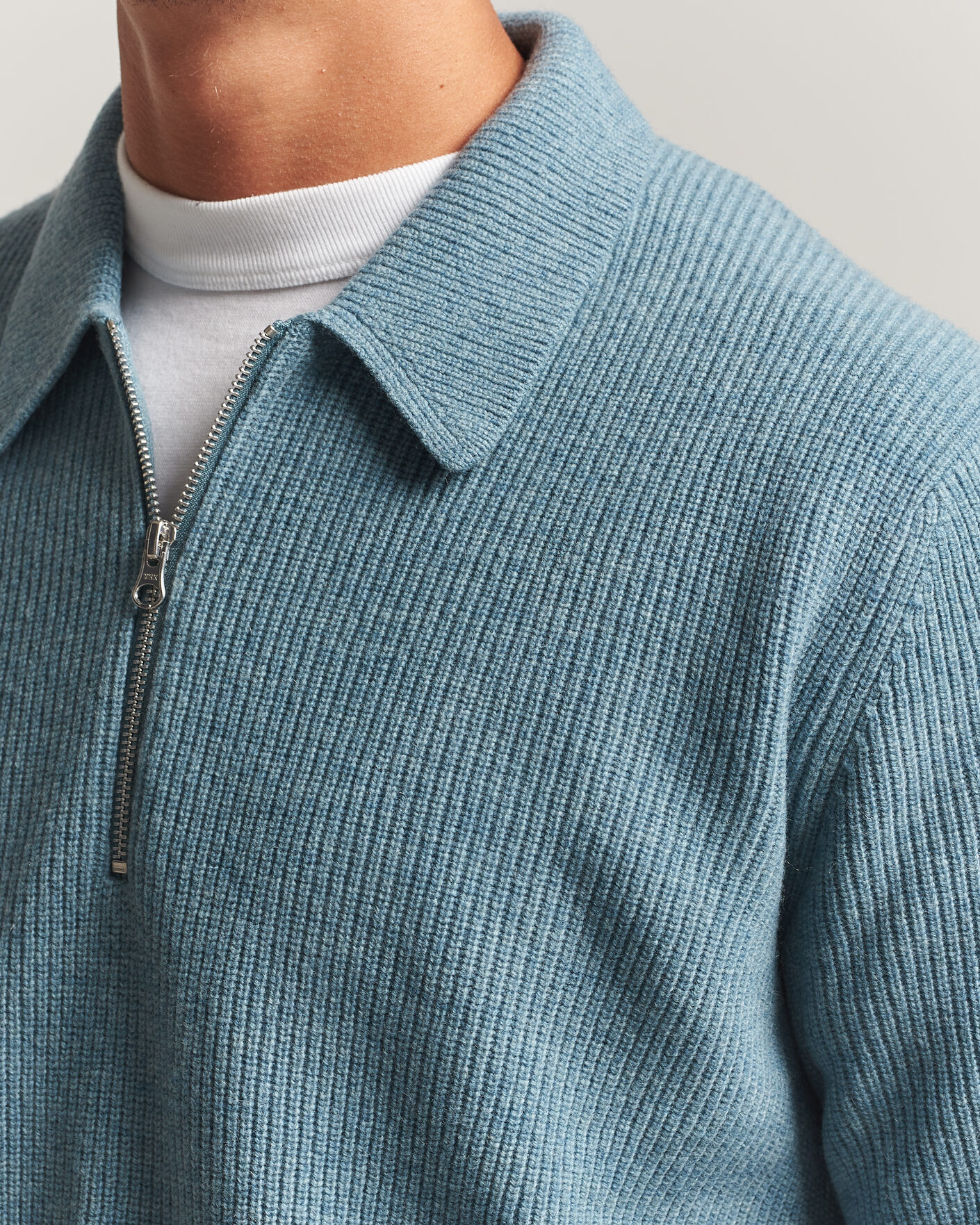 Hombres | Jerséis y prendas de punto | Samsøe Samsøe | Isak Knitted Half Zip Polo Stormy Sea