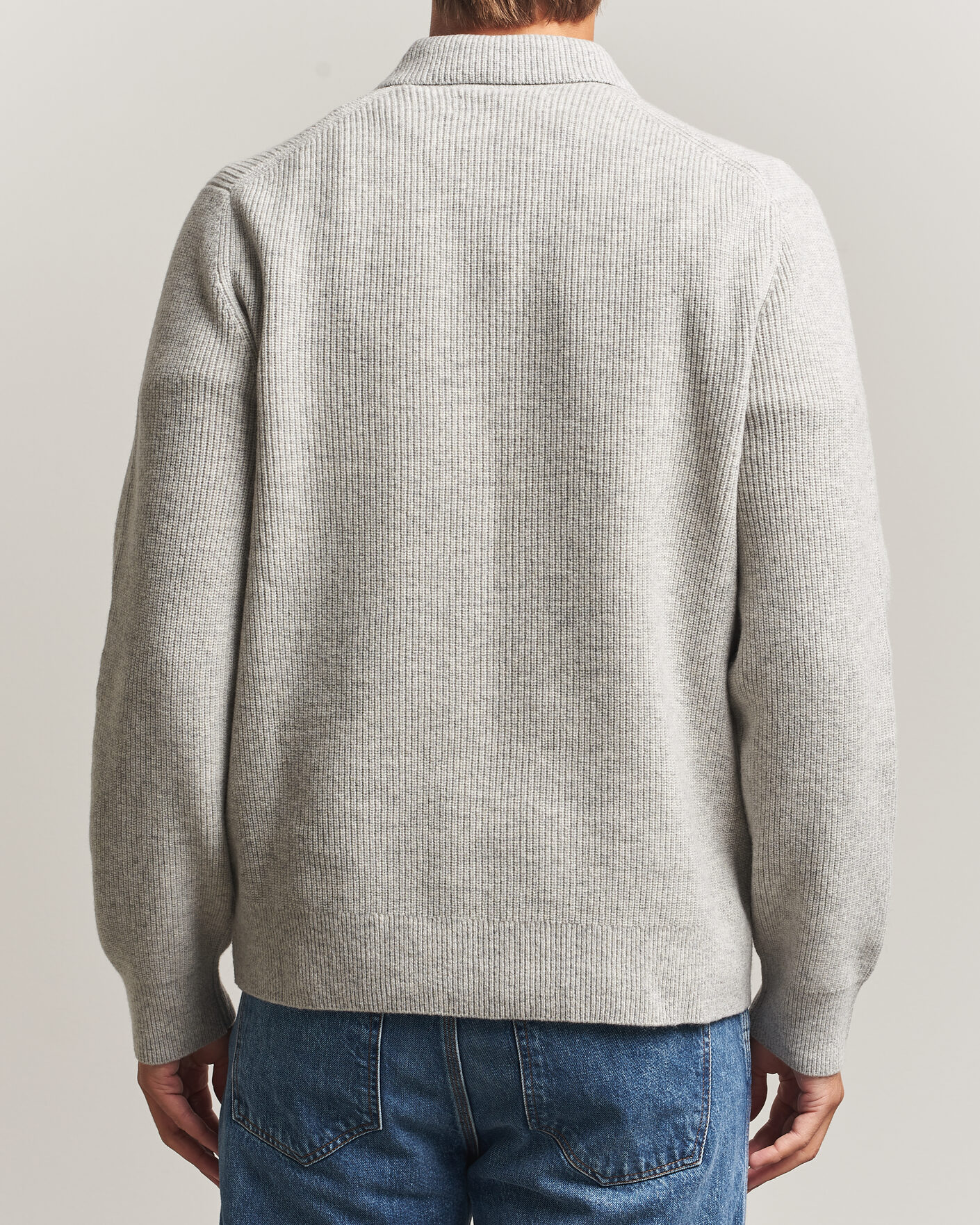 Hombres | Jerséis y prendas de punto | Samsøe Samsøe | Isak Knitted Half Zip Polo Grey Melange