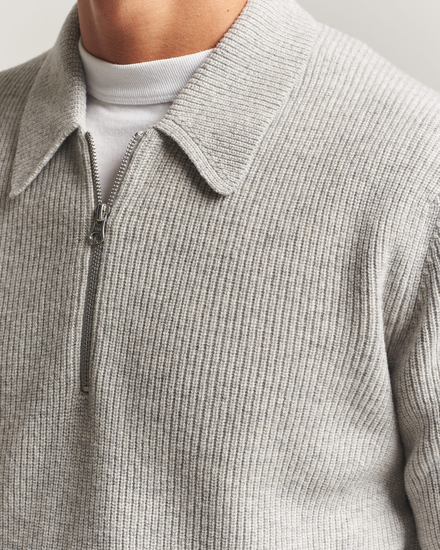 Hombres | Jerséis y prendas de punto | Samsøe Samsøe | Isak Knitted Half Zip Polo Grey Melange