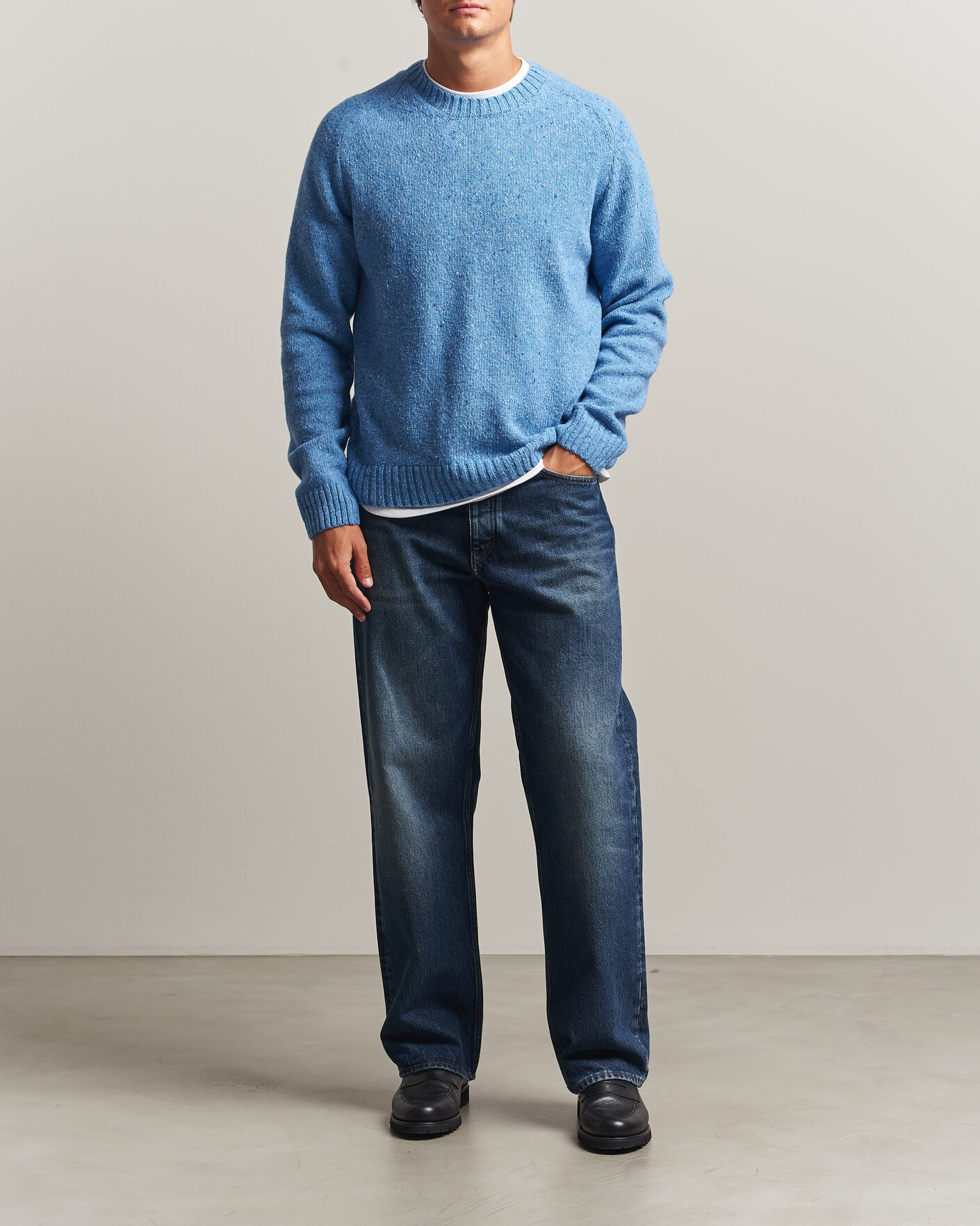 Hombres | Jerséis y prendas de punto | Samsøe Samsøe | Nate Donegal Wool Knitted Striped Sweater Cyaneus