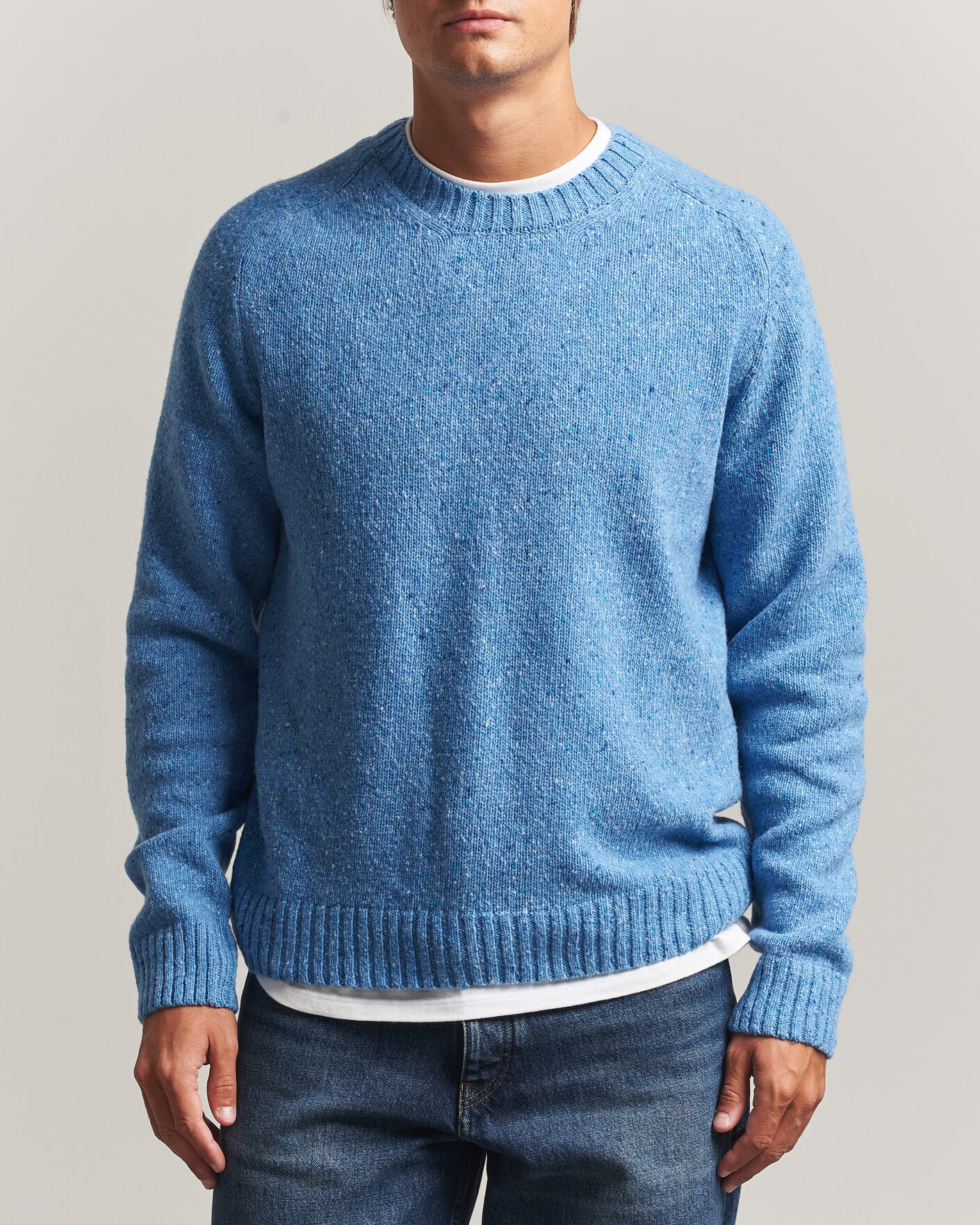 Hombres | Jerséis y prendas de punto | Samsøe Samsøe | Nate Donegal Wool Knitted Striped Sweater Cyaneus