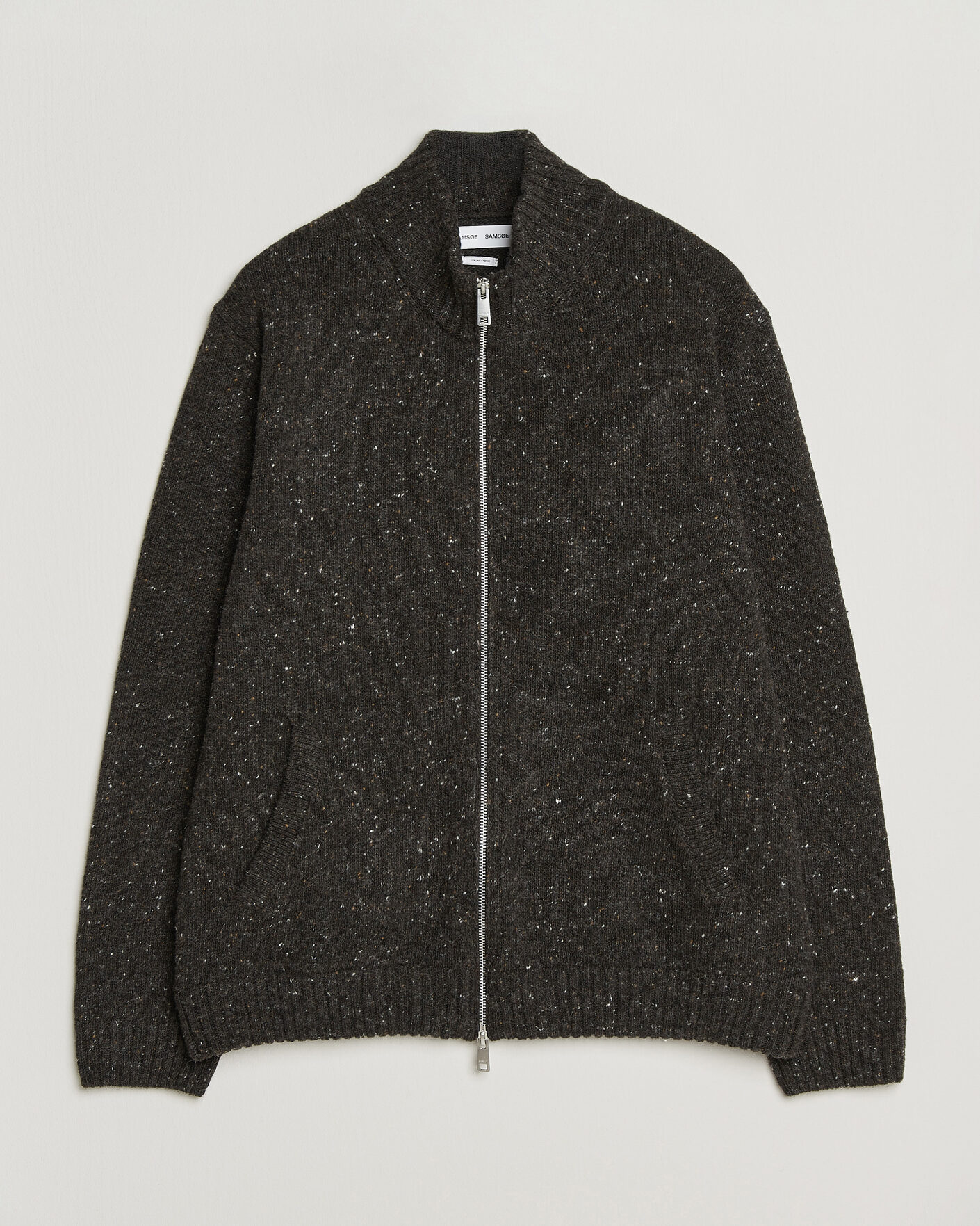 Hombres | Jerséis y prendas de punto | Samsøe Samsøe | Nate Donegal Wool Knitted Full Zip Delicioso