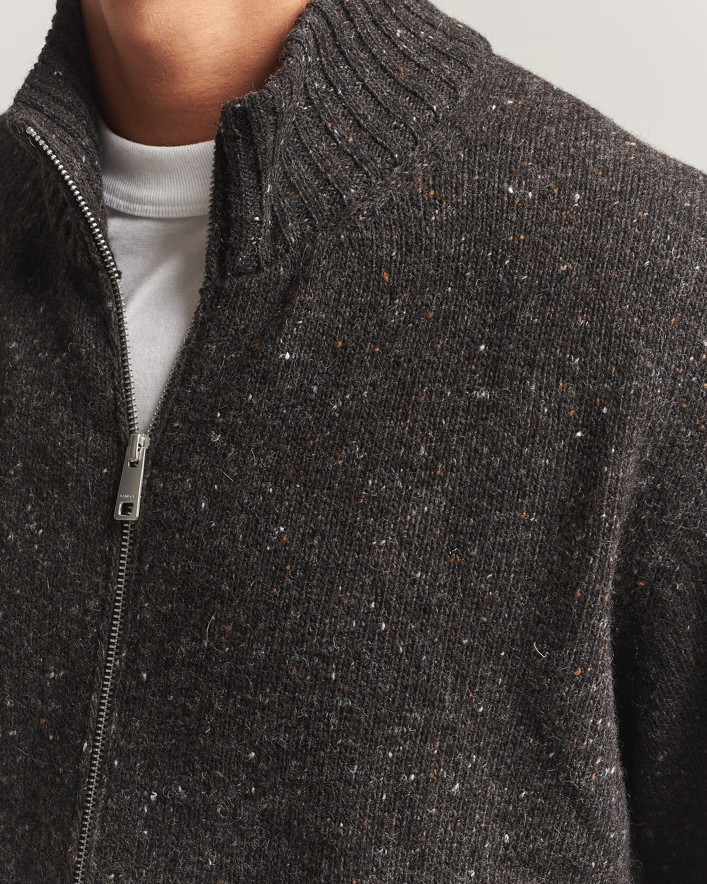 Hombres | Jerséis y prendas de punto | Samsøe Samsøe | Nate Donegal Wool Knitted Full Zip Delicioso
