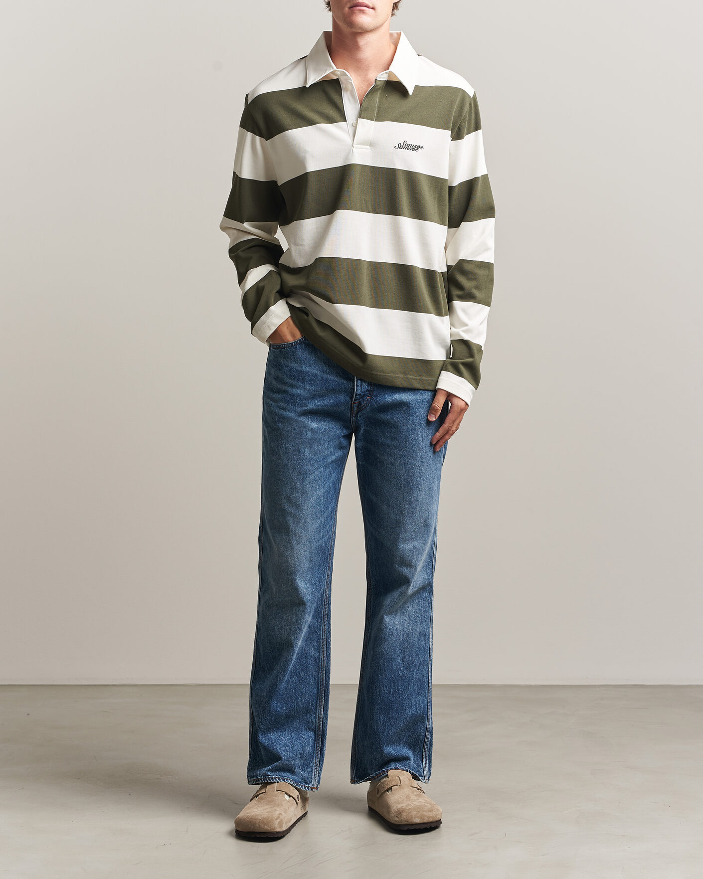 Hombres | Jerséis y prendas de punto | Samsøe Samsøe | Kevin Barstriped Rugger Forest Night/White