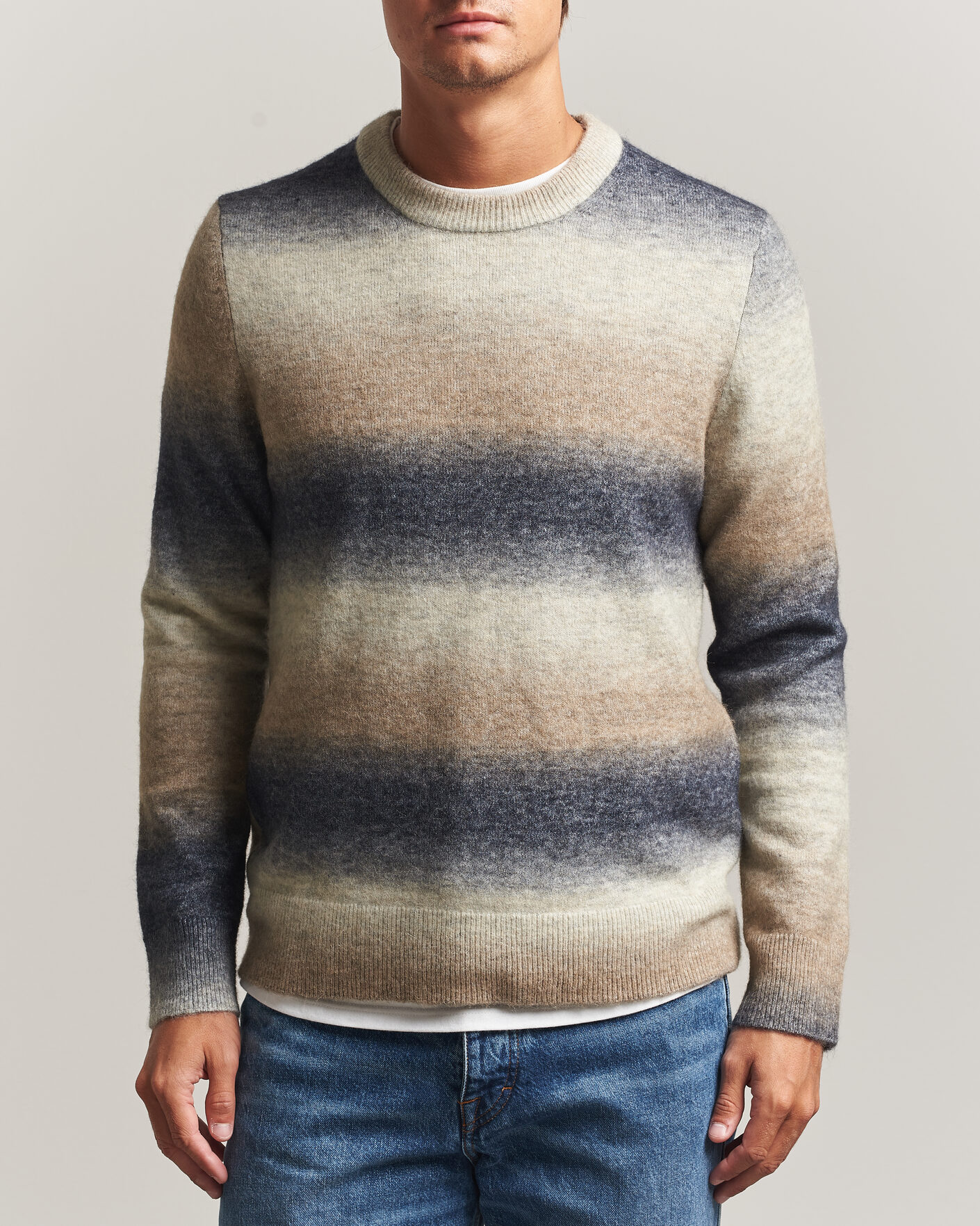 Hombres | Jerséis y prendas de punto | Samsøe Samsøe | Aiden Wool/Alpaca Knitted Striped Sweater Multi