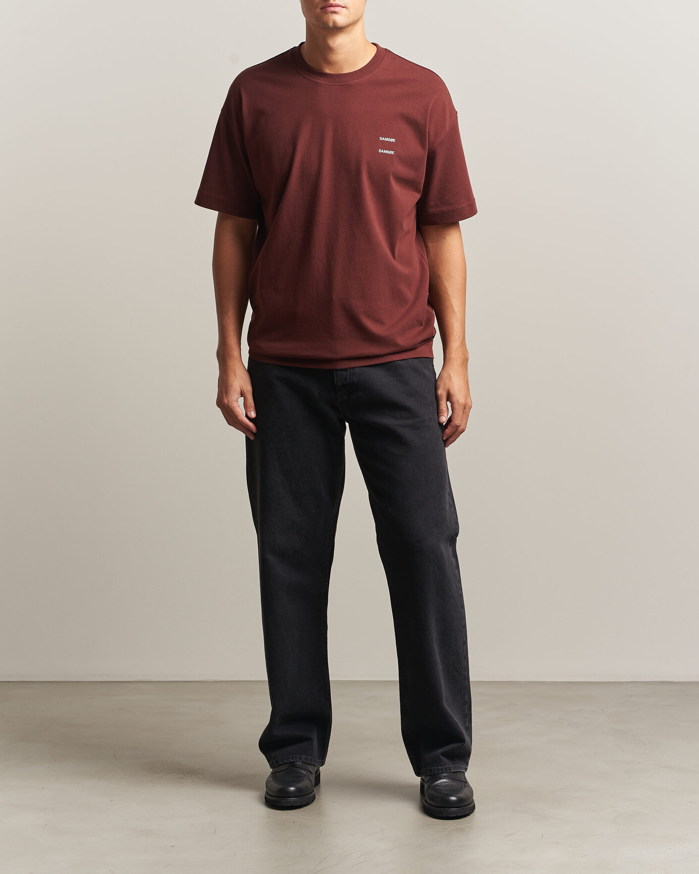 Hombres | Camisetas | Samsøe Samsøe | Joel Organic Cotton T-Shirt Bitter Chocolate